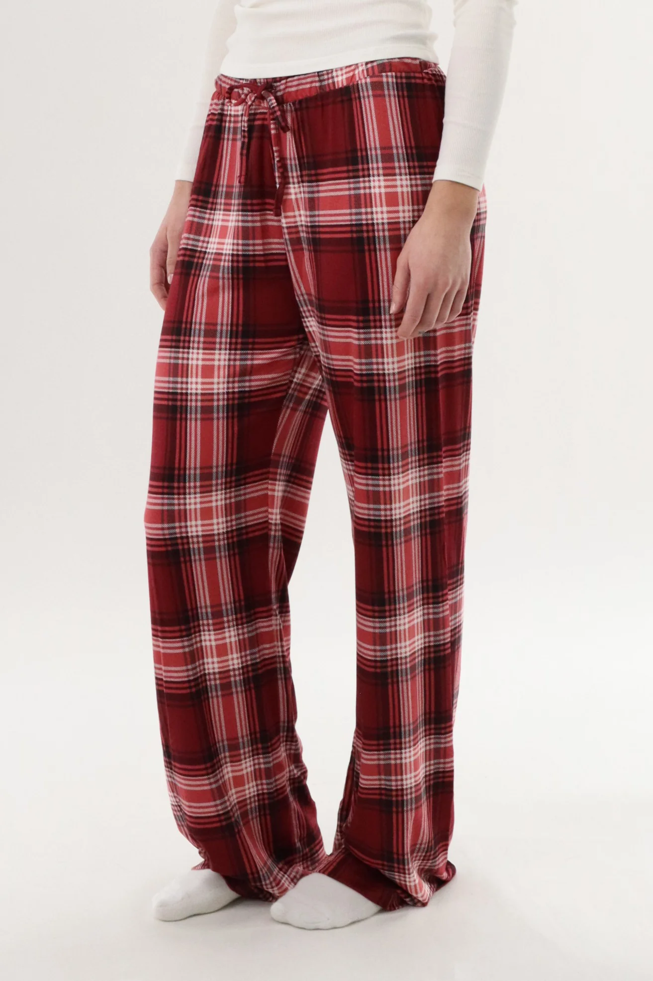 Canada Weather Gear Wide Leg Plaid Pajama Pants - Burgundy - Image 2
