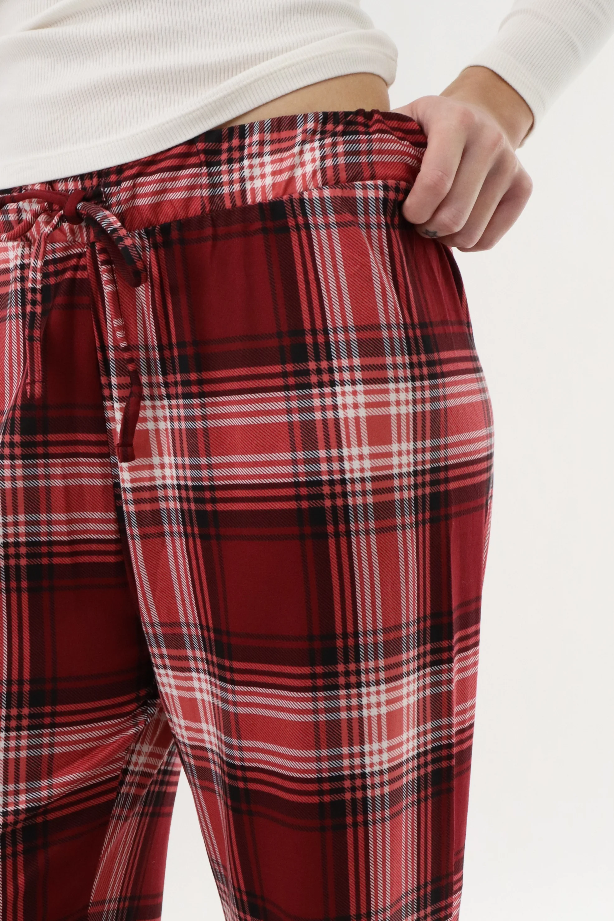 Canada Weather Gear Wide Leg Plaid Pajama Pants - Burgundy - Image 4