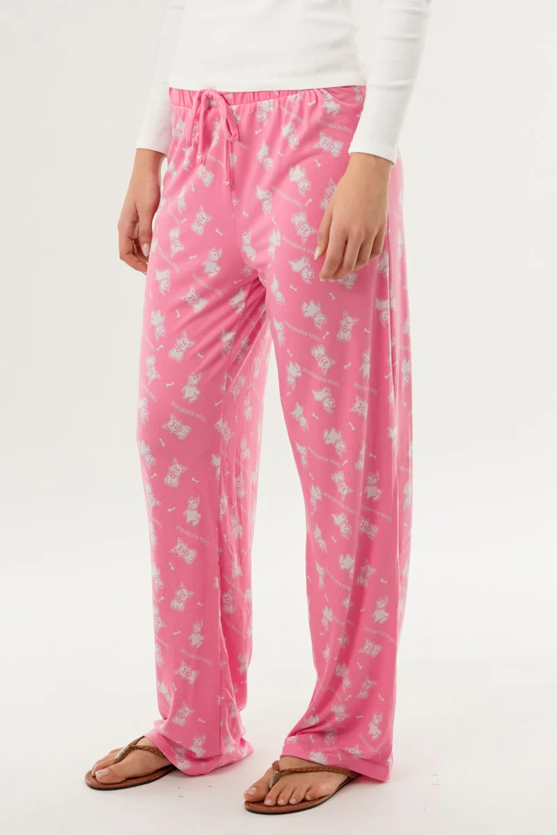 Canada Weather Gear Dog Print Wide Let Pajama Pants - Pink - Image 2