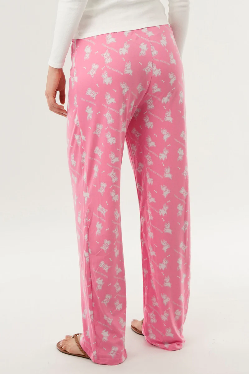 Canada Weather Gear Dog Print Wide Let Pajama Pants - Pink - Image 3