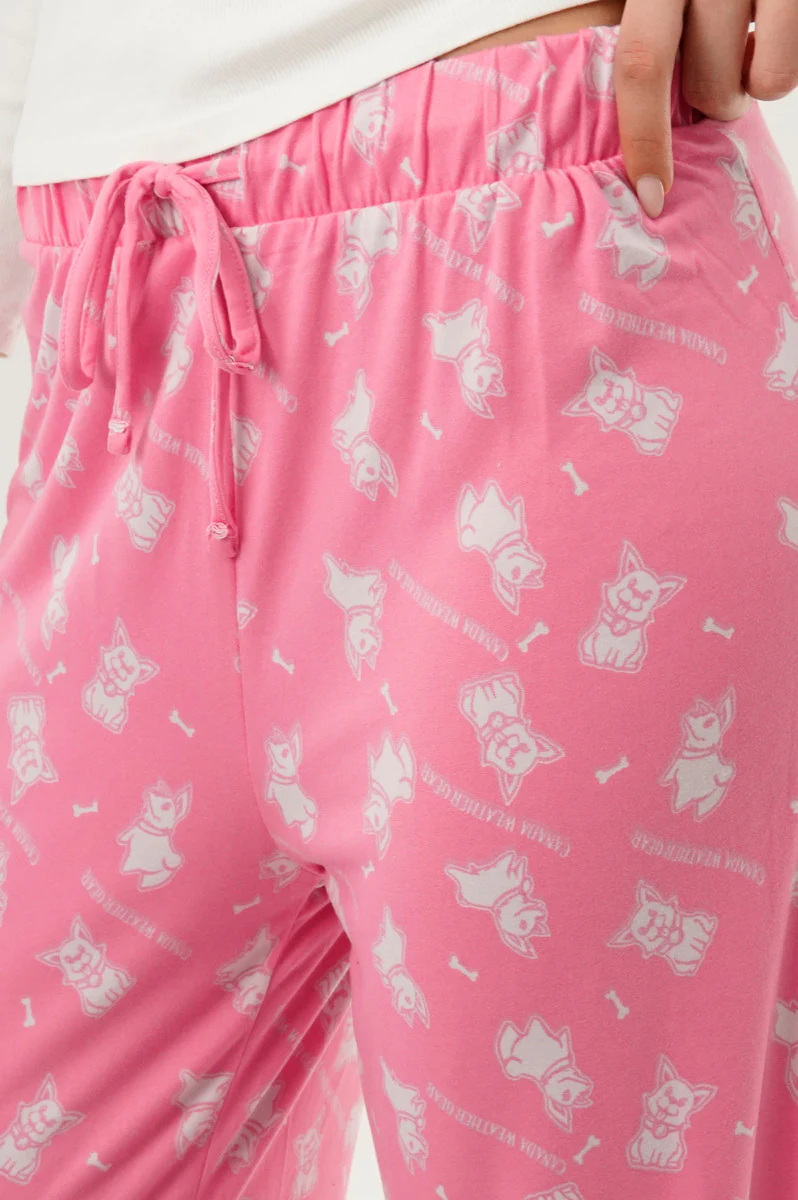 Canada Weather Gear Dog Print Wide Let Pajama Pants - Pink - Image 4