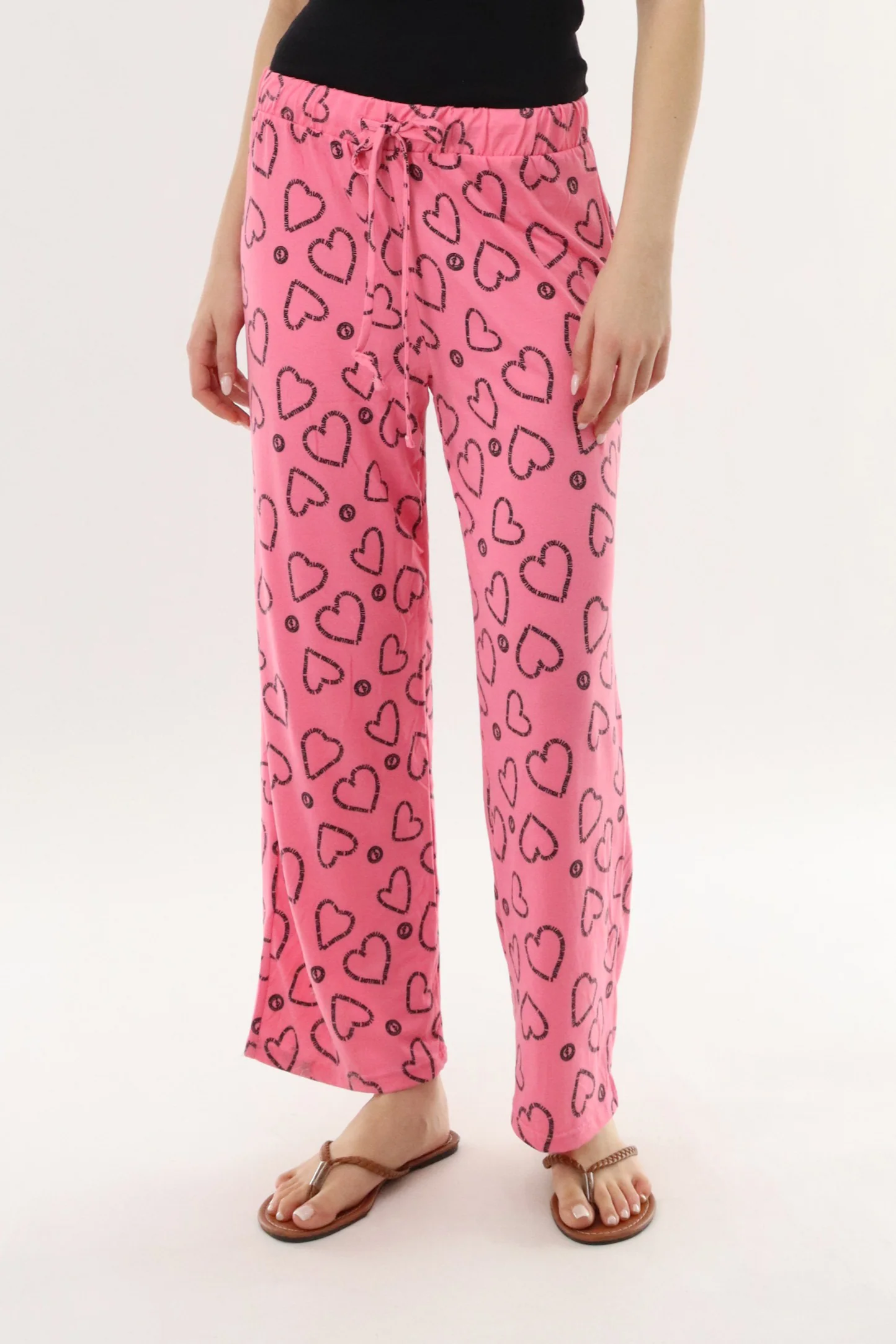 Canada Weather Gear Heart Print Long Pajama Pants - Magenta