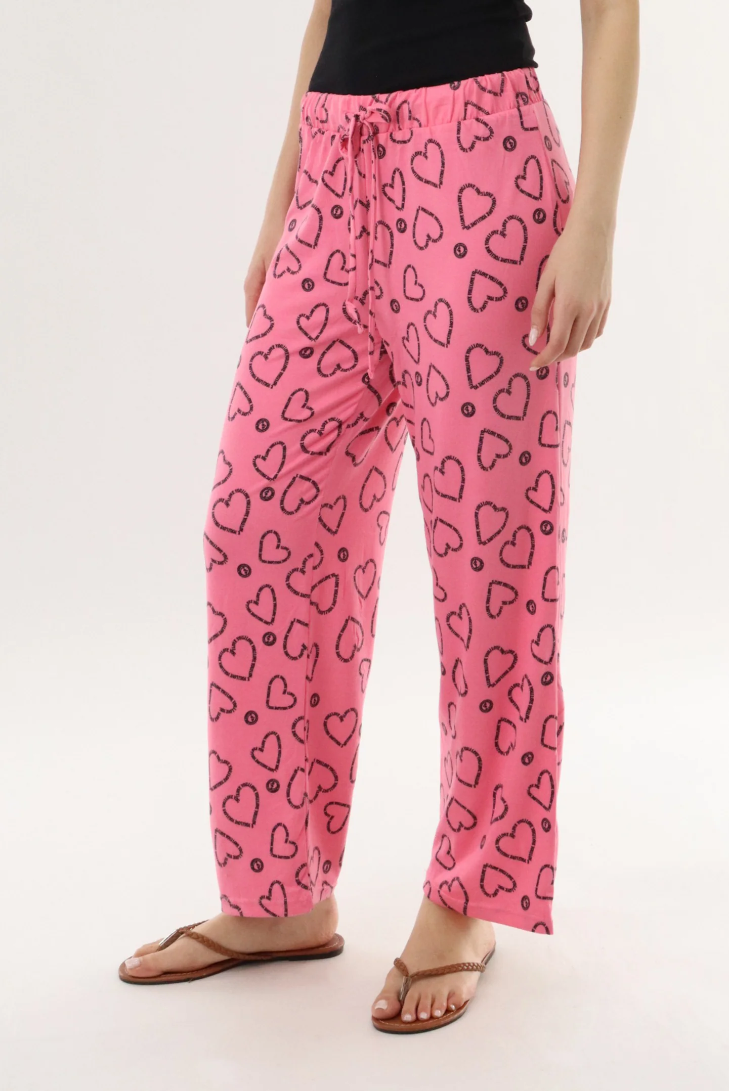 Canada Weather Gear Heart Print Long Pajama Pants - Magenta - Image 2