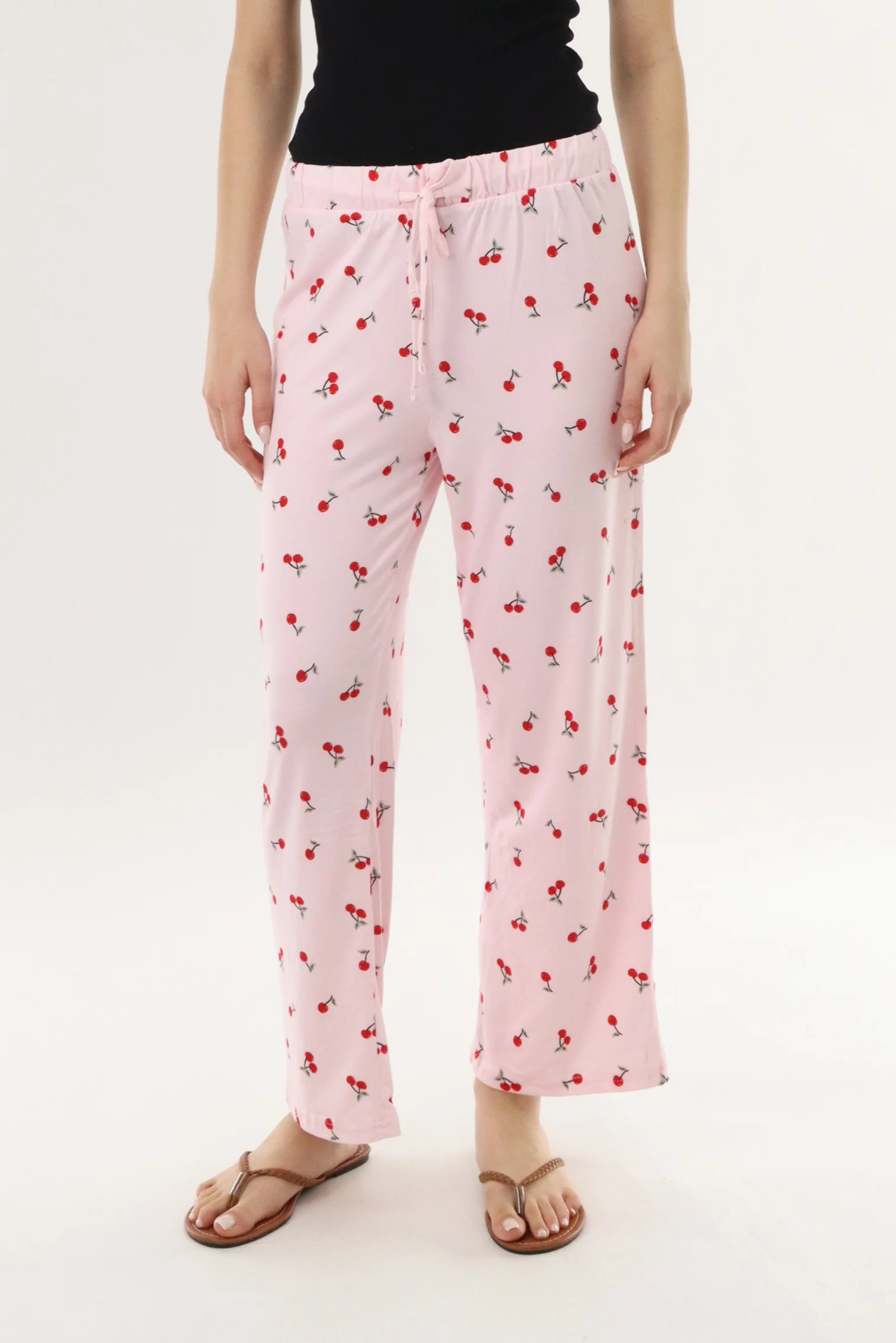 Canada Weather Gear Cherry Print Long Pajama Pants - Pink