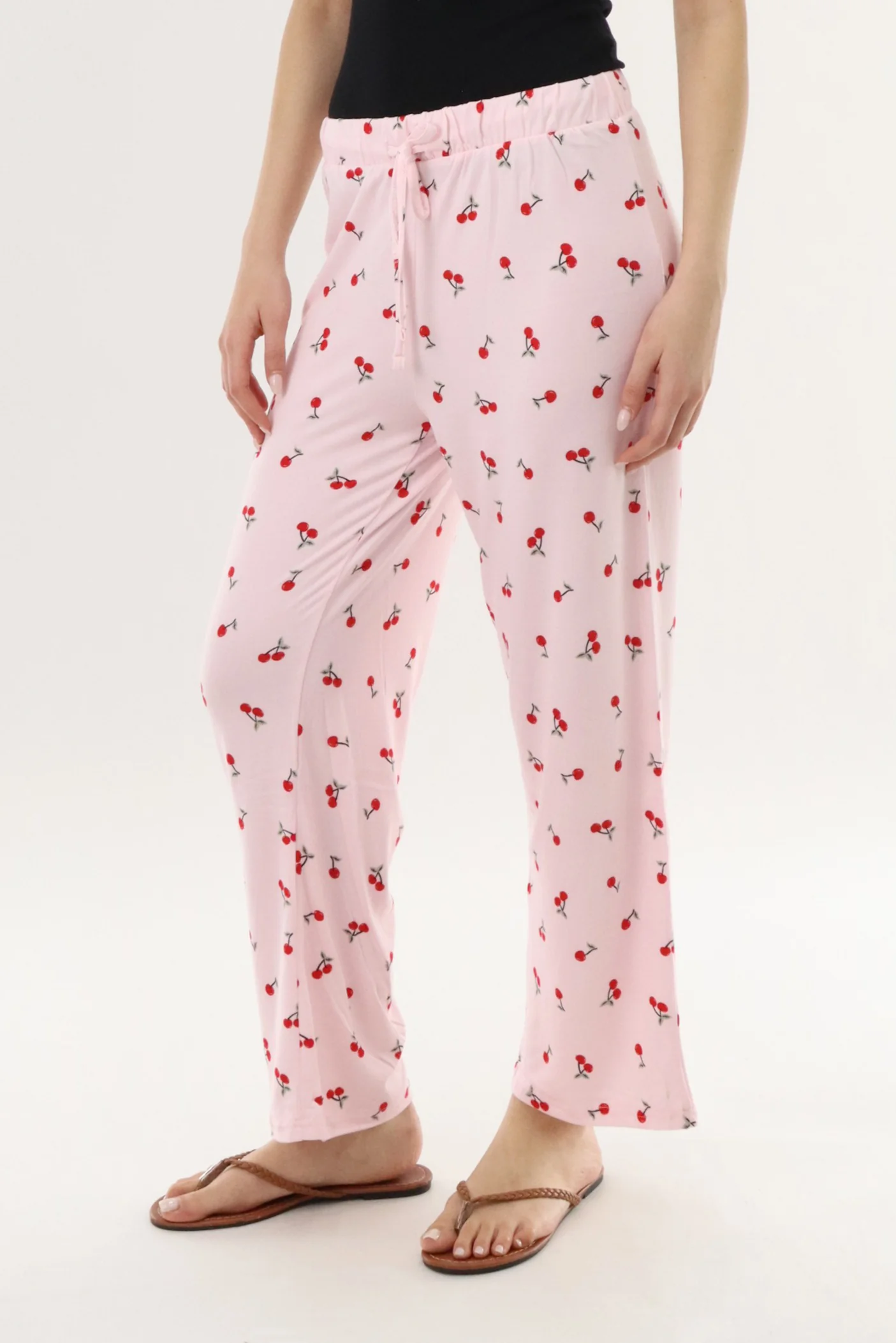 Canada Weather Gear Cherry Print Long Pajama Pants - Pink - Image 2