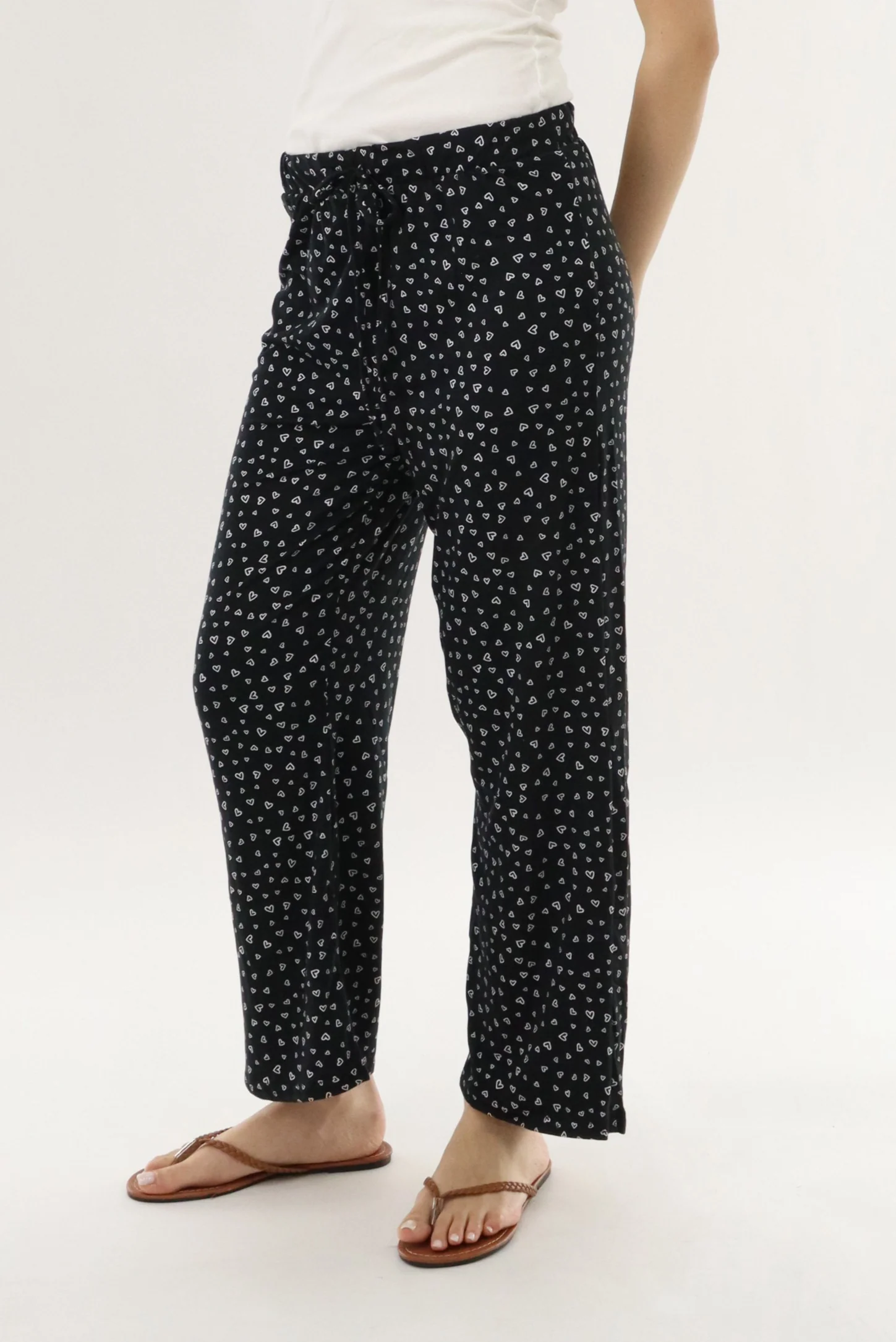 Canada Weather Gear Heart Print Long Pajama Pants - Black - Image 2