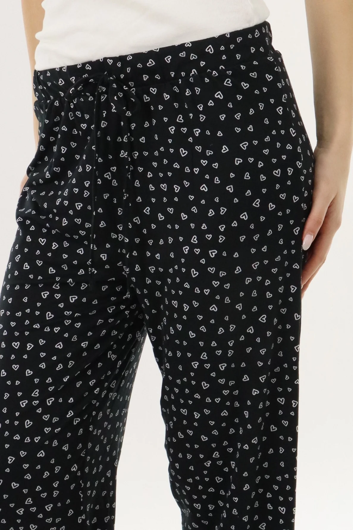 Canada Weather Gear Heart Print Long Pajama Pants - Black - Image 4