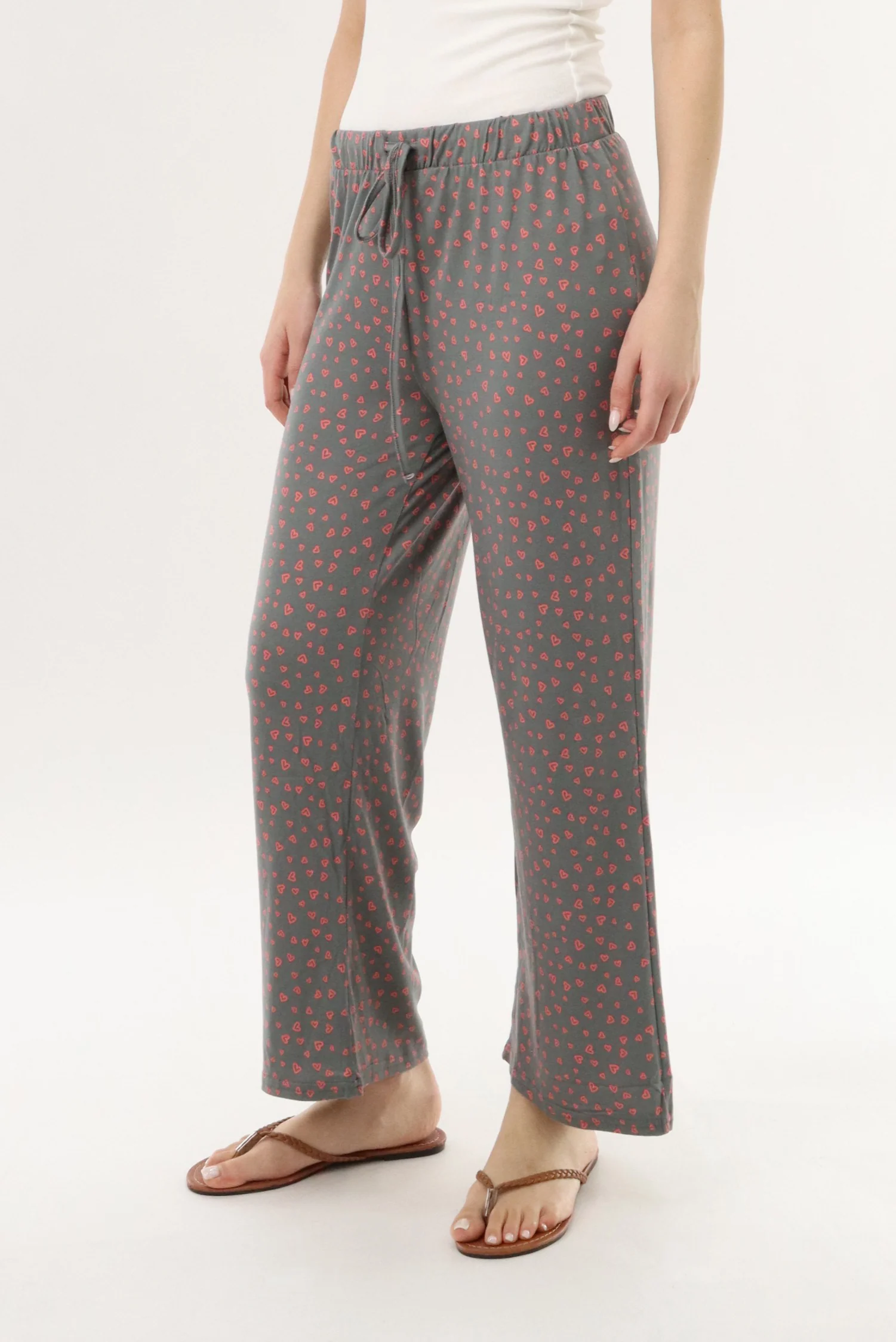 Canada Weather Gear Heart Print Long Pajama Pants - Grey - Image 2