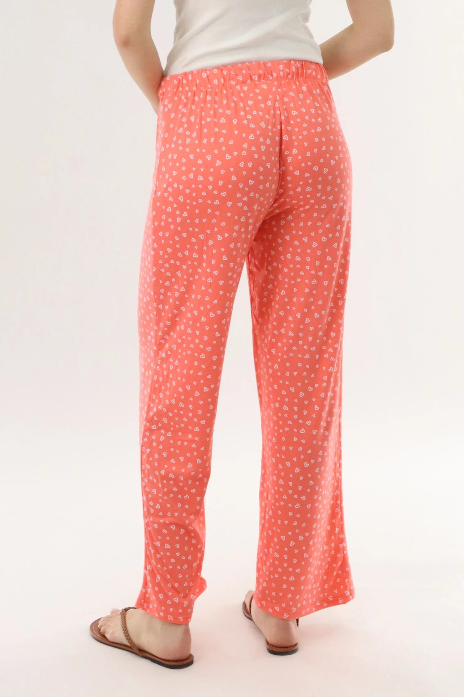 Canada Weather Gear Heart Print Long Pajama Pants - Coral - Image 3