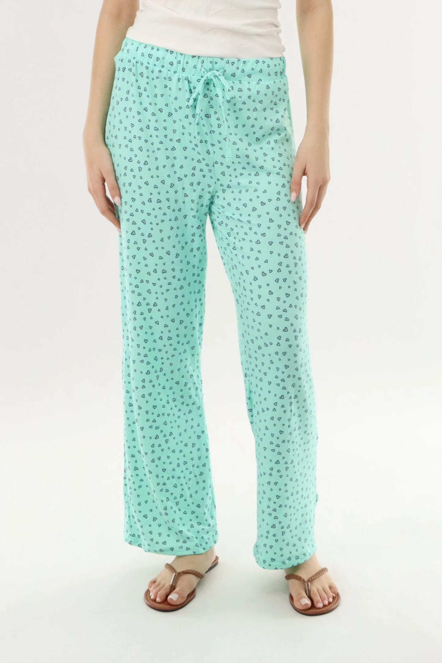 Canada Weather Gear Heart Print Long Pajama Pants - Mint