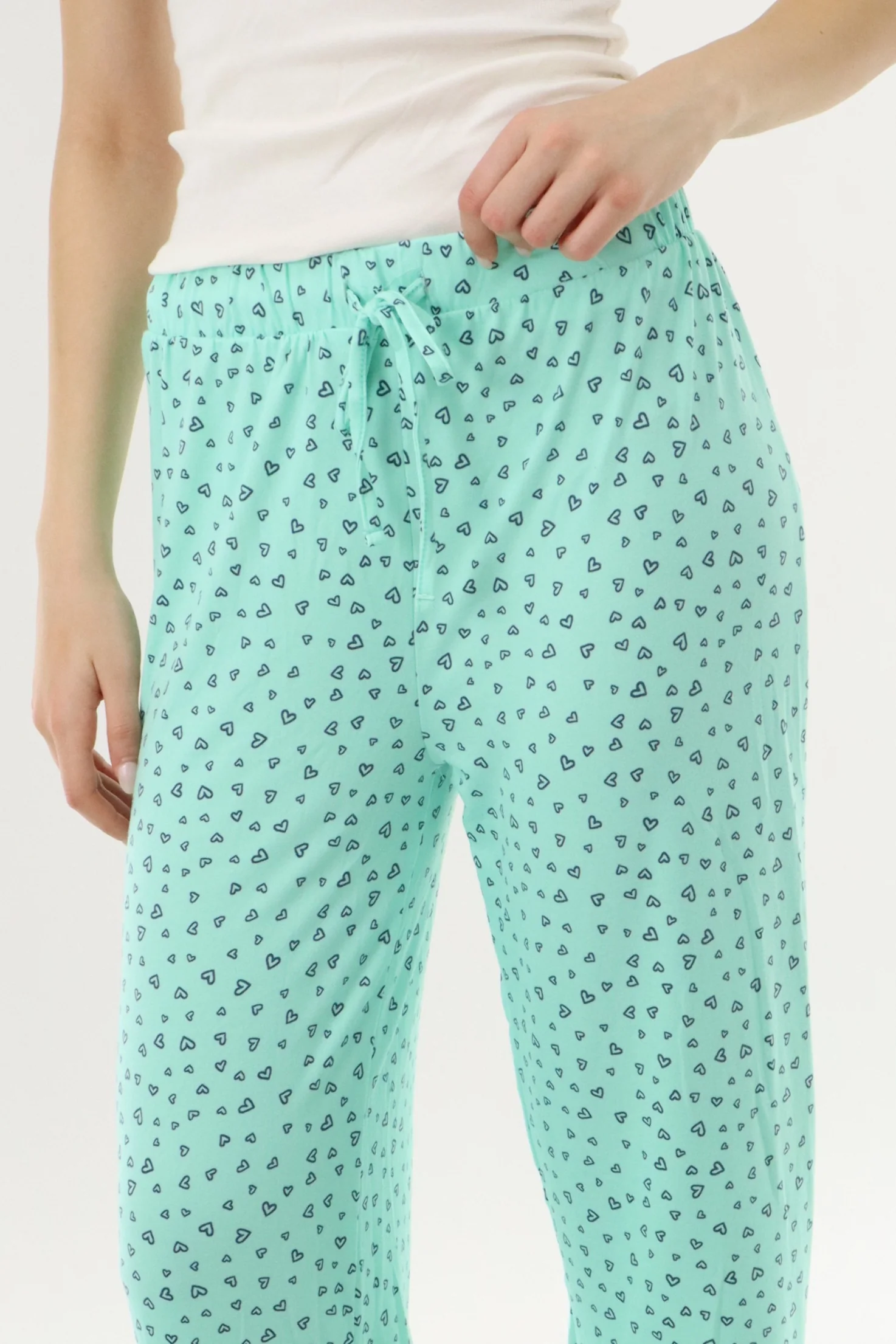 Canada Weather Gear Heart Print Long Pajama Pants - Mint - Image 4