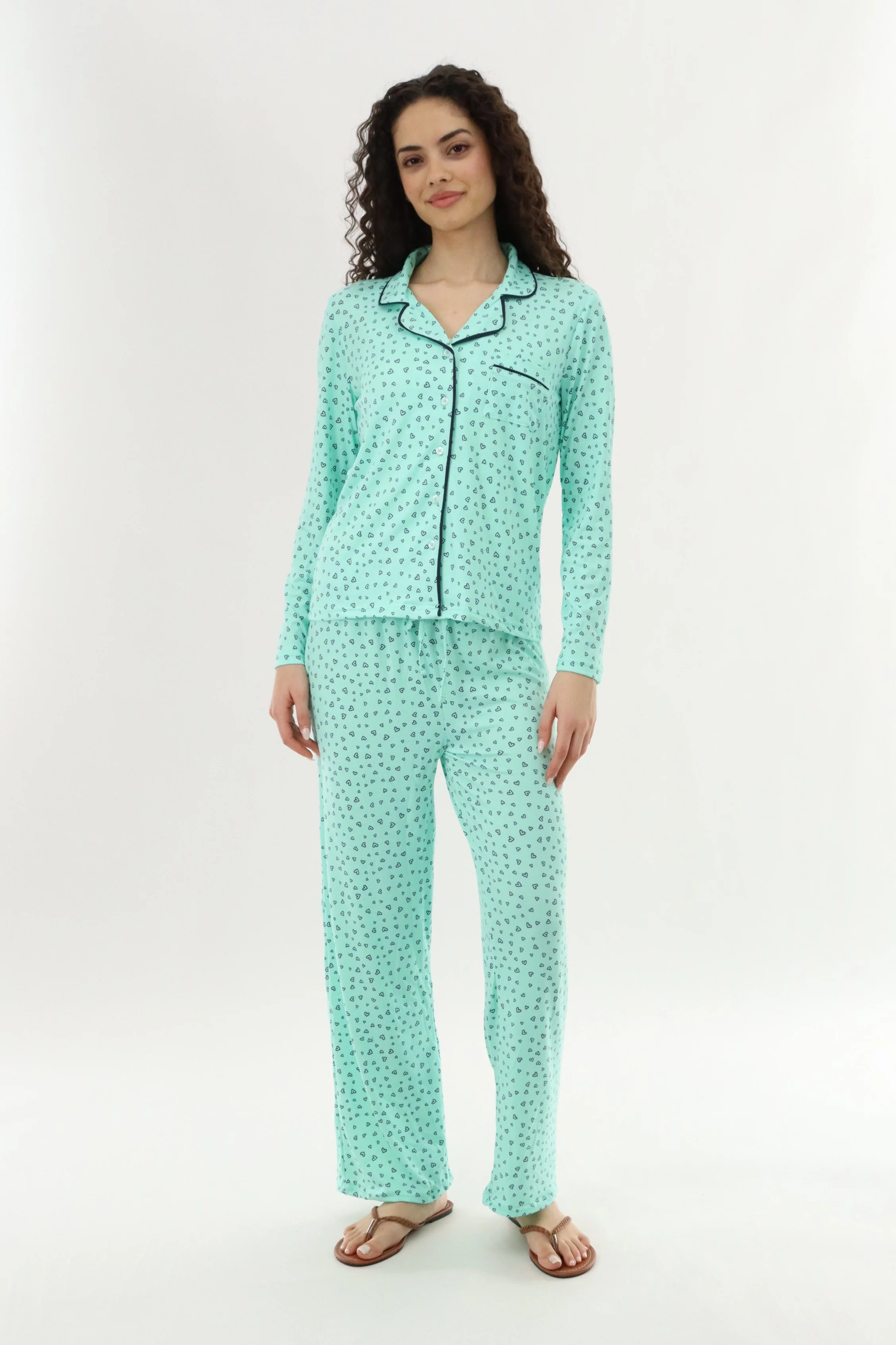 Canada Weather Gear Heart Print Long Pajama Pants - Mint - Image 5