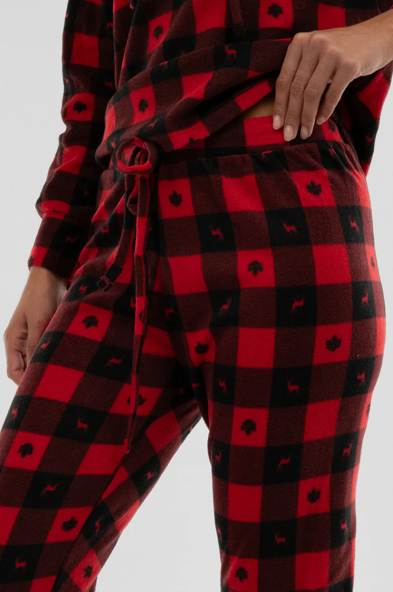 Canada Weather Gear Plaid Tie Waist Pajama Pants - Red - Image 4