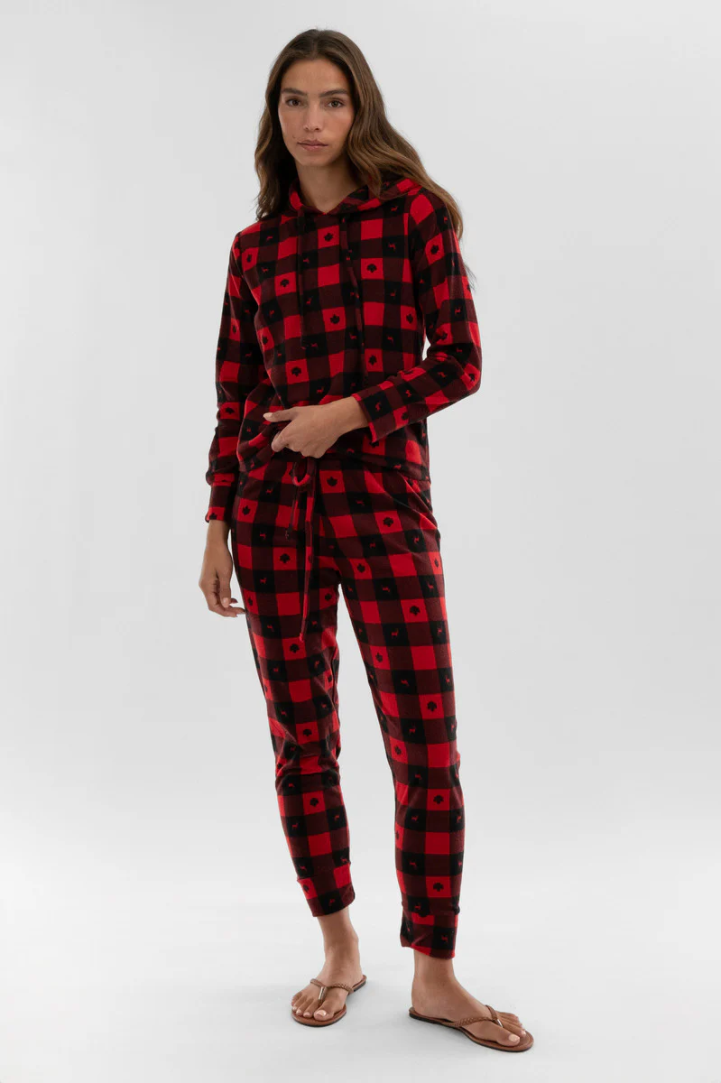 Canada Weather Gear Plaid Tie Waist Pajama Pants - Red - Image 5