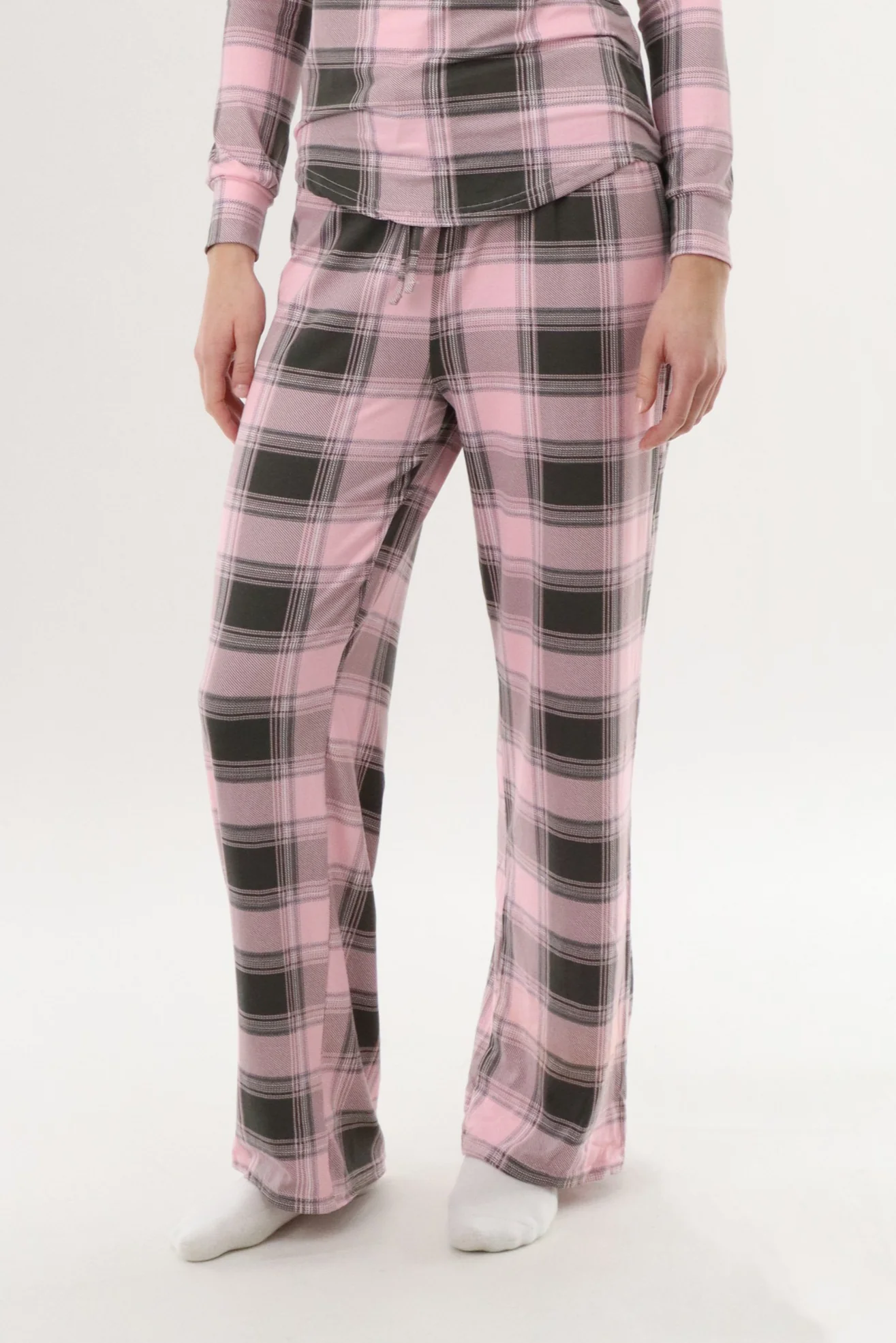 Canada Weather Gear Wide Leg Plaid Pajama Pants - Pink