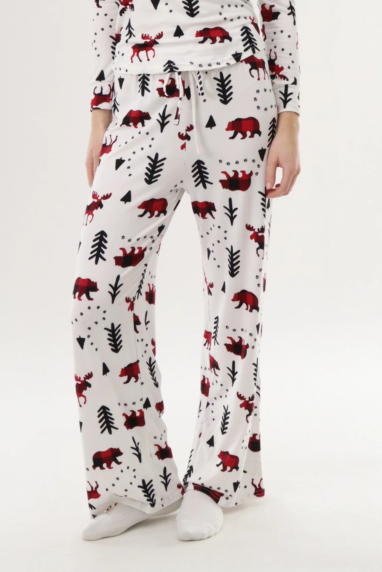 Canada Weather Gear Wide Leg Festive Pajama Pants - White