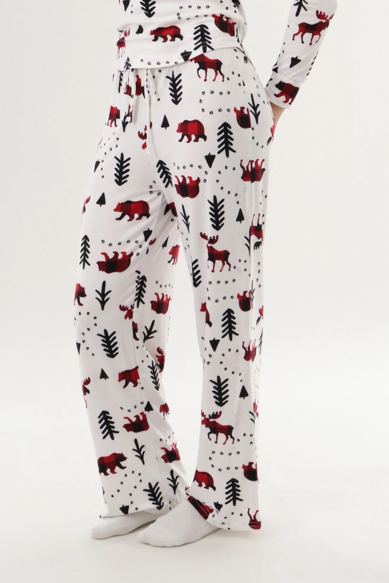 Canada Weather Gear Wide Leg Festive Pajama Pants - White - Image 2