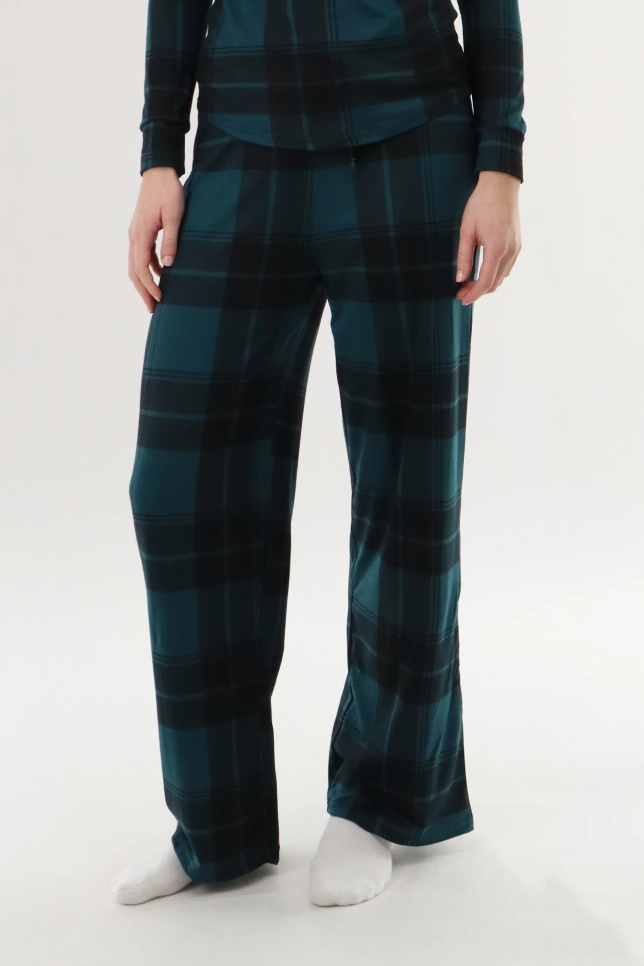 Canada Weather Gear Wide Leg Plaid Pajama Pants - Teal