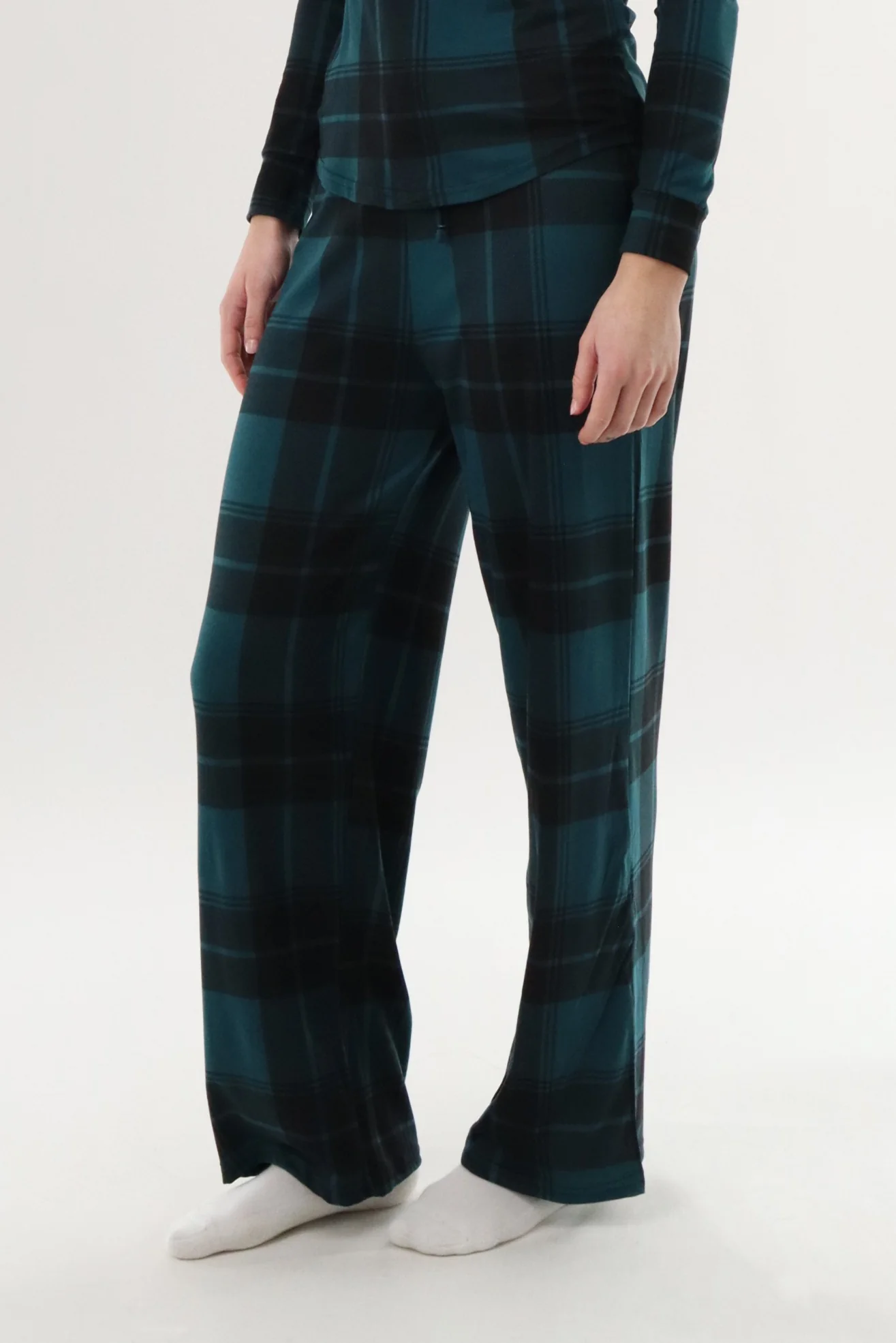 Canada Weather Gear Wide Leg Plaid Pajama Pants - Teal - Image 2