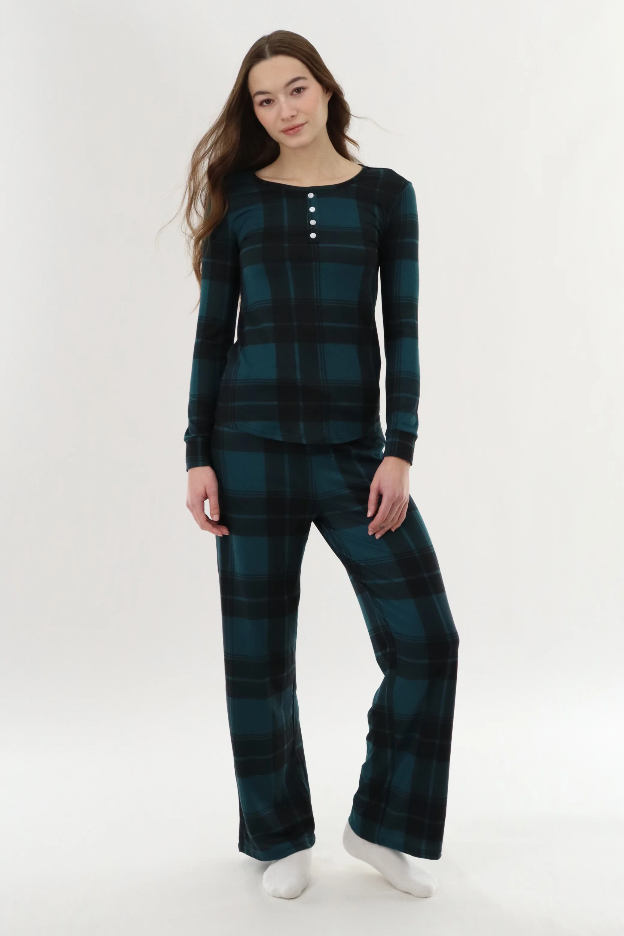 Canada Weather Gear Wide Leg Plaid Pajama Pants - Teal - Image 5