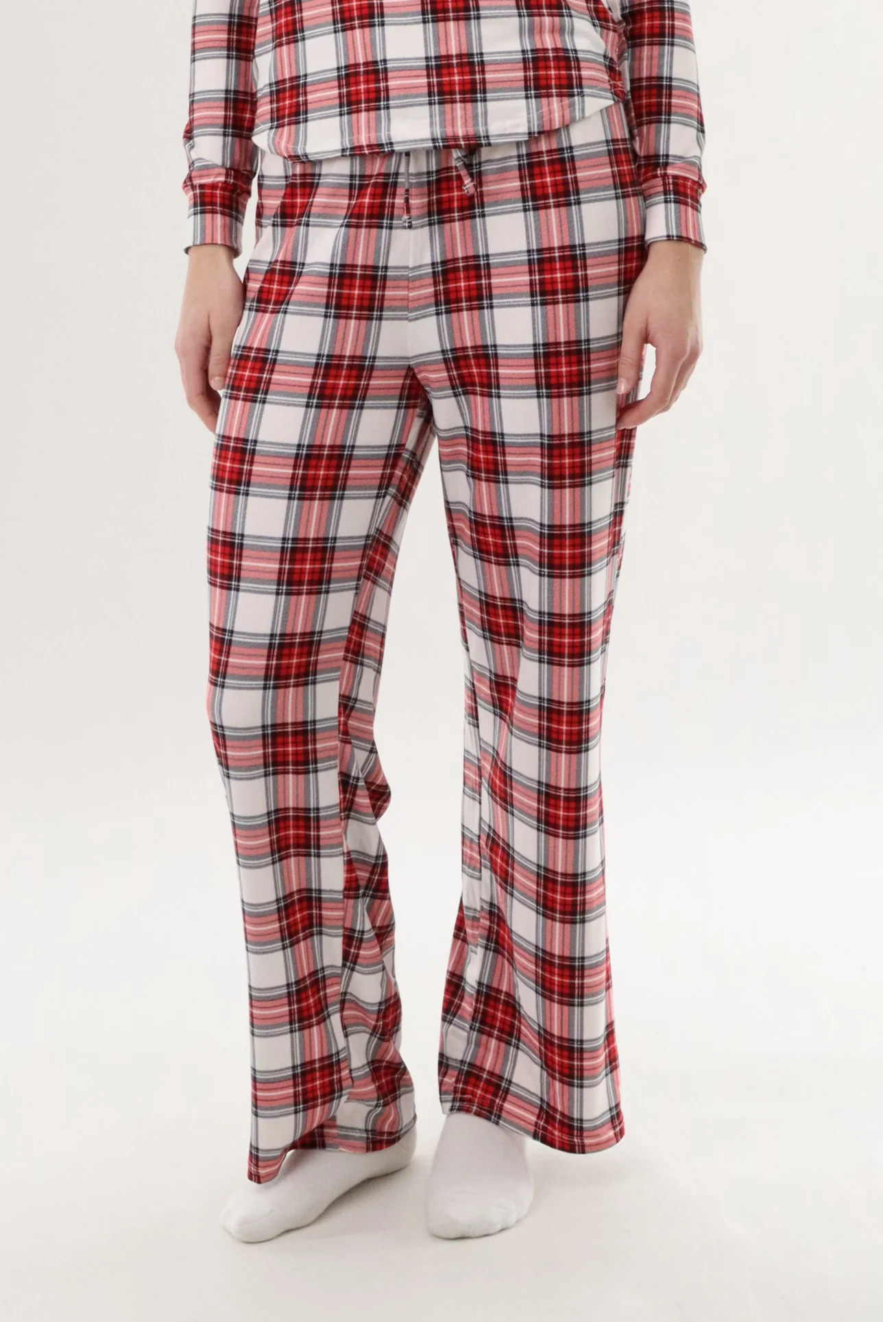 Canada Weather Gear Wide Leg Plaid Pajama Pants - White