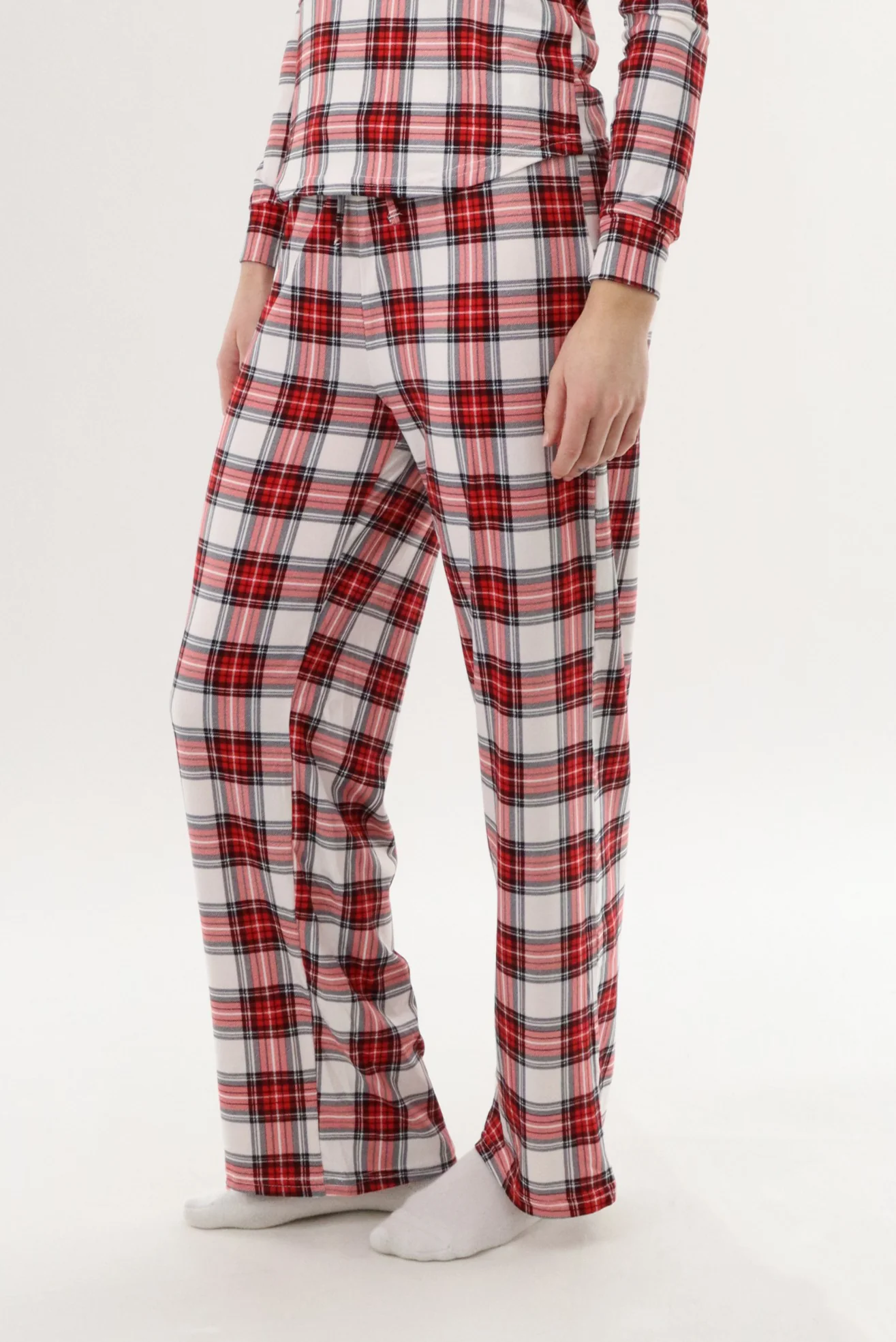 Canada Weather Gear Wide Leg Plaid Pajama Pants - White - Image 2
