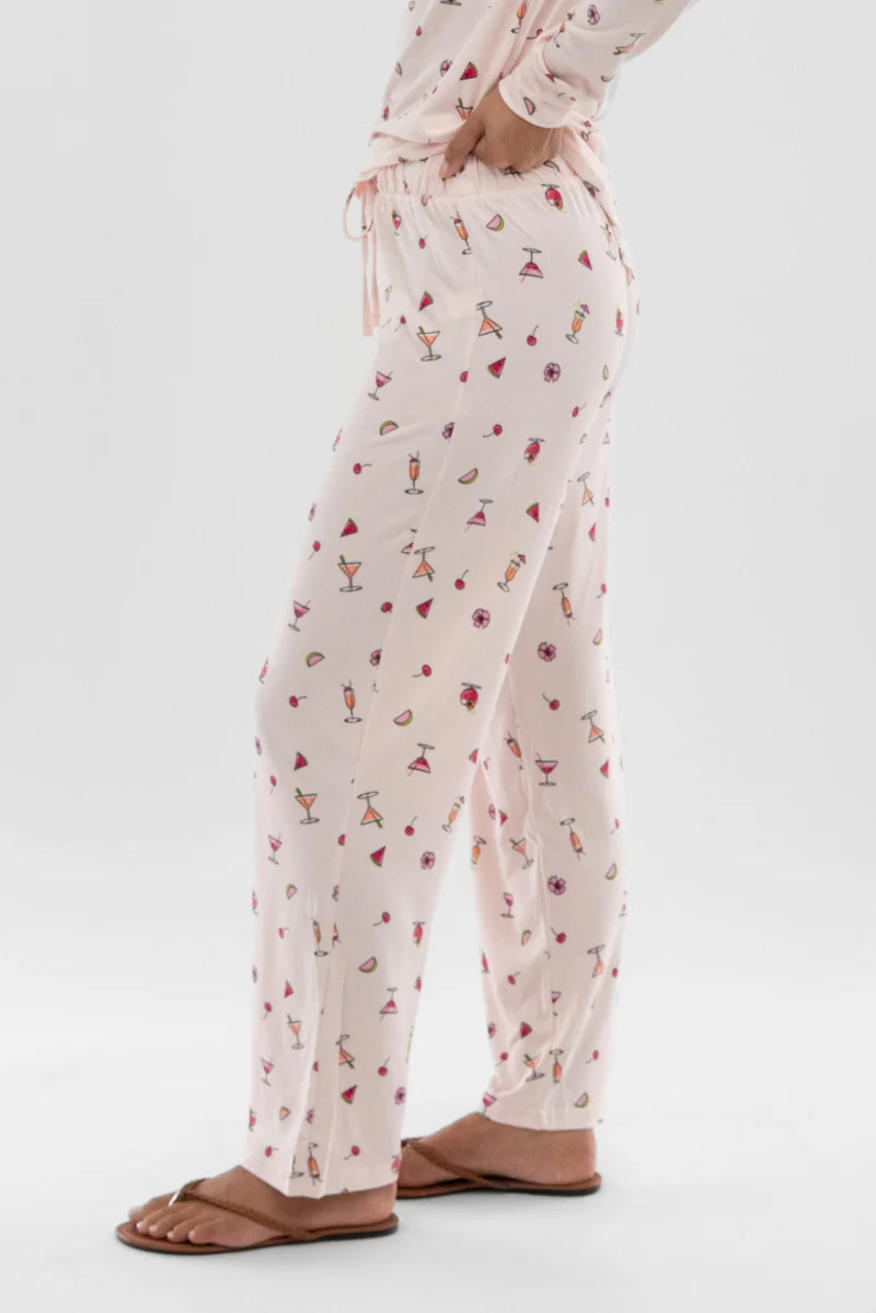 Canada Weather Gear Drink Print Wide Leg Pajama Pants - Blush - Image 2