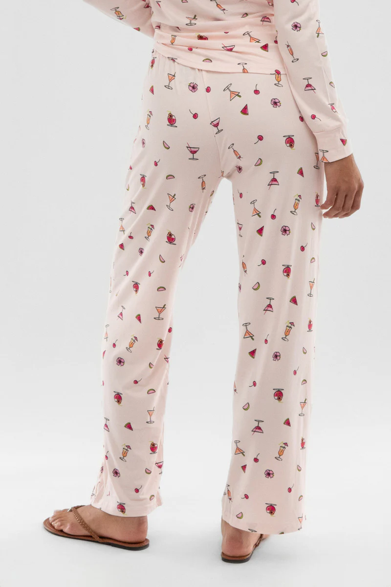 Canada Weather Gear Drink Print Wide Leg Pajama Pants - Blush - Image 3