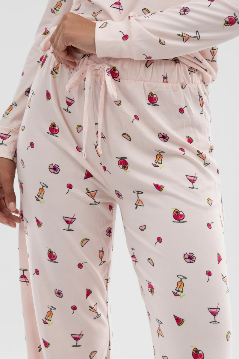 Canada Weather Gear Drink Print Wide Leg Pajama Pants - Blush - Image 4
