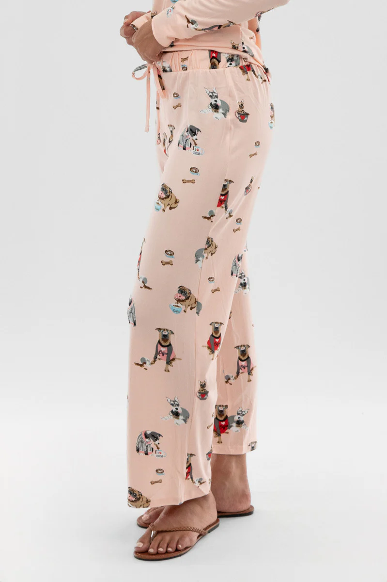 Canada Weather Gear Dog Print Wide Leg Pajama Pants - Blush - Image 2