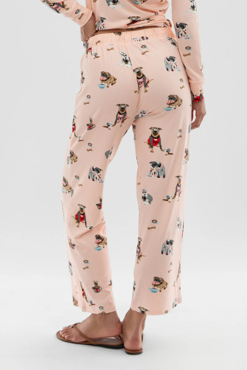 Canada Weather Gear Dog Print Wide Leg Pajama Pants - Blush - Image 3