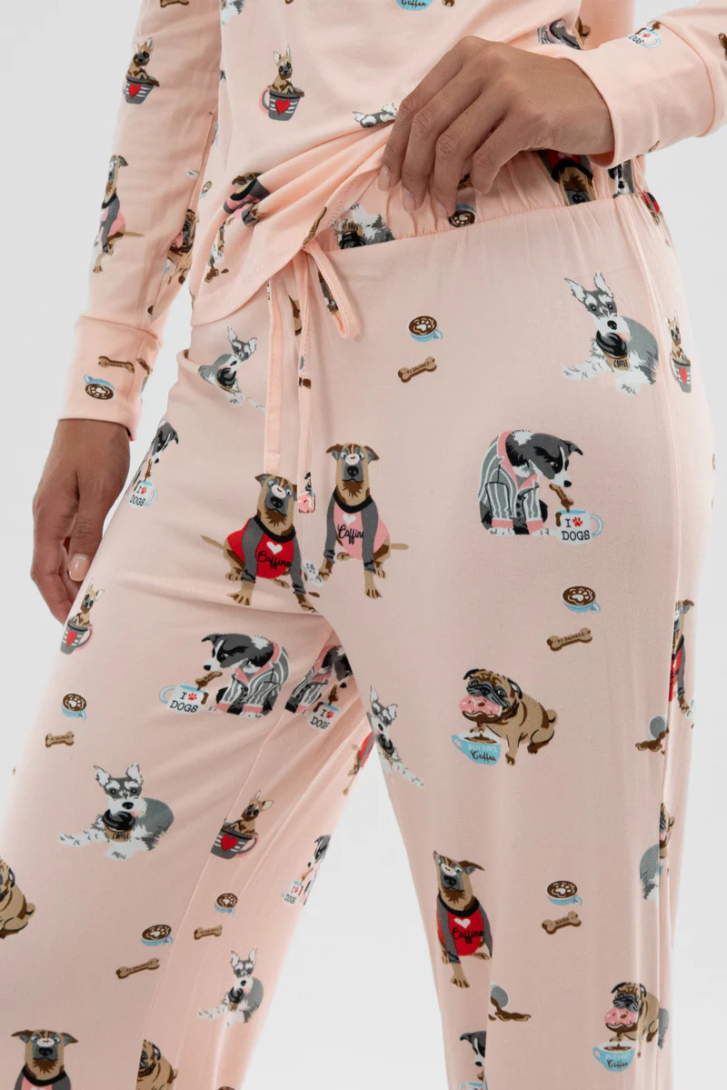Canada Weather Gear Dog Print Wide Leg Pajama Pants - Blush - Image 4