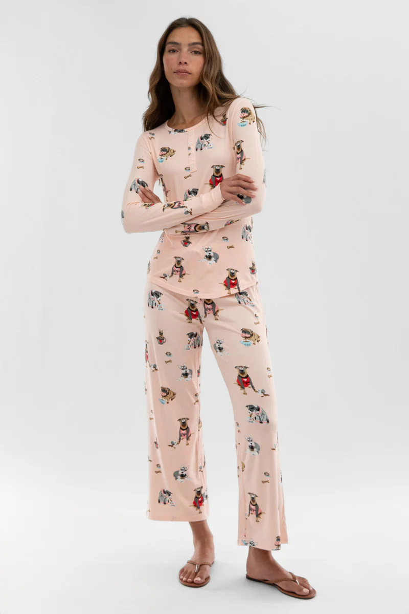 Canada Weather Gear Dog Print Wide Leg Pajama Pants - Blush - Image 5