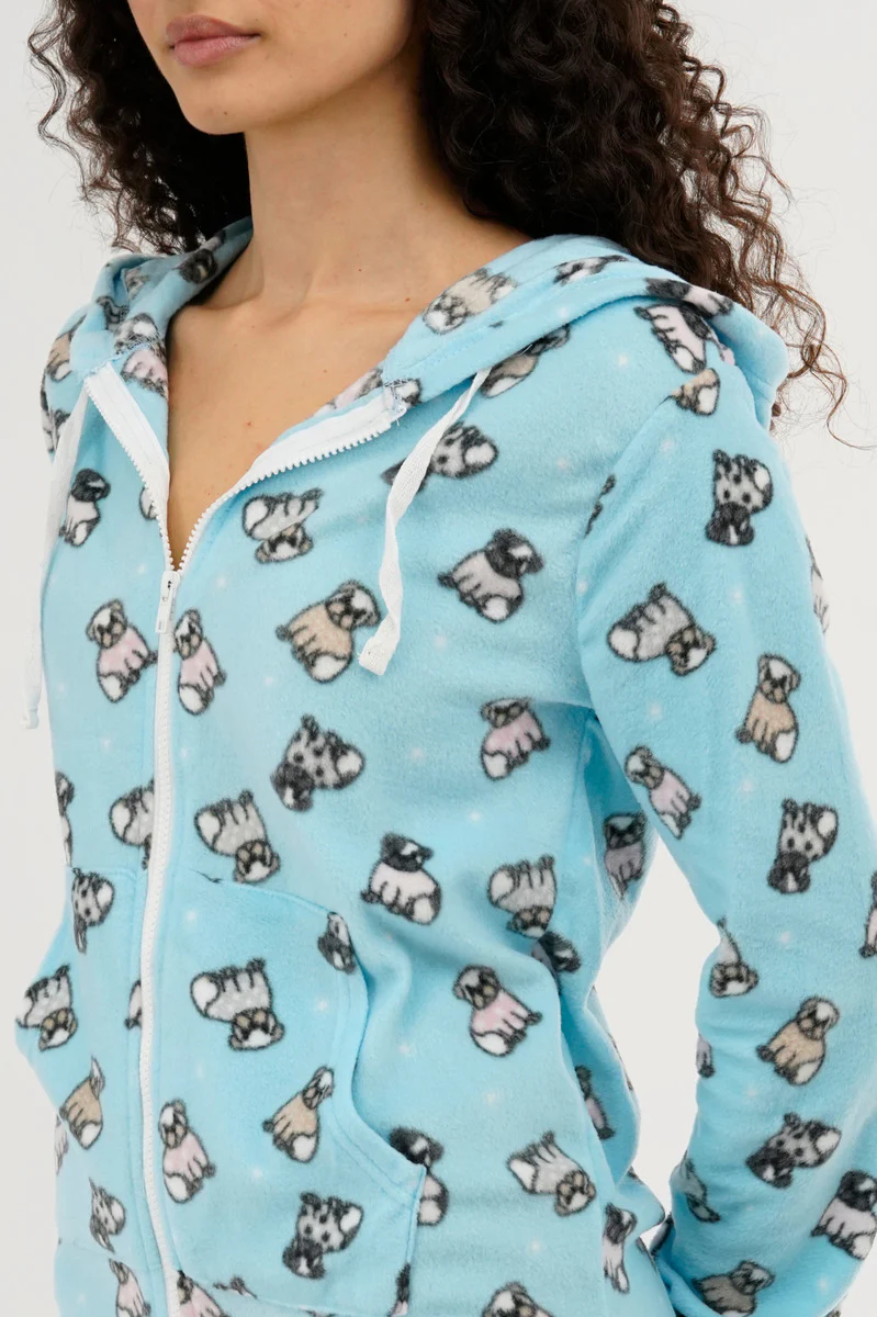 Canada Weather Gear Pug Print Fleece Onesie - Aqua - Image 4