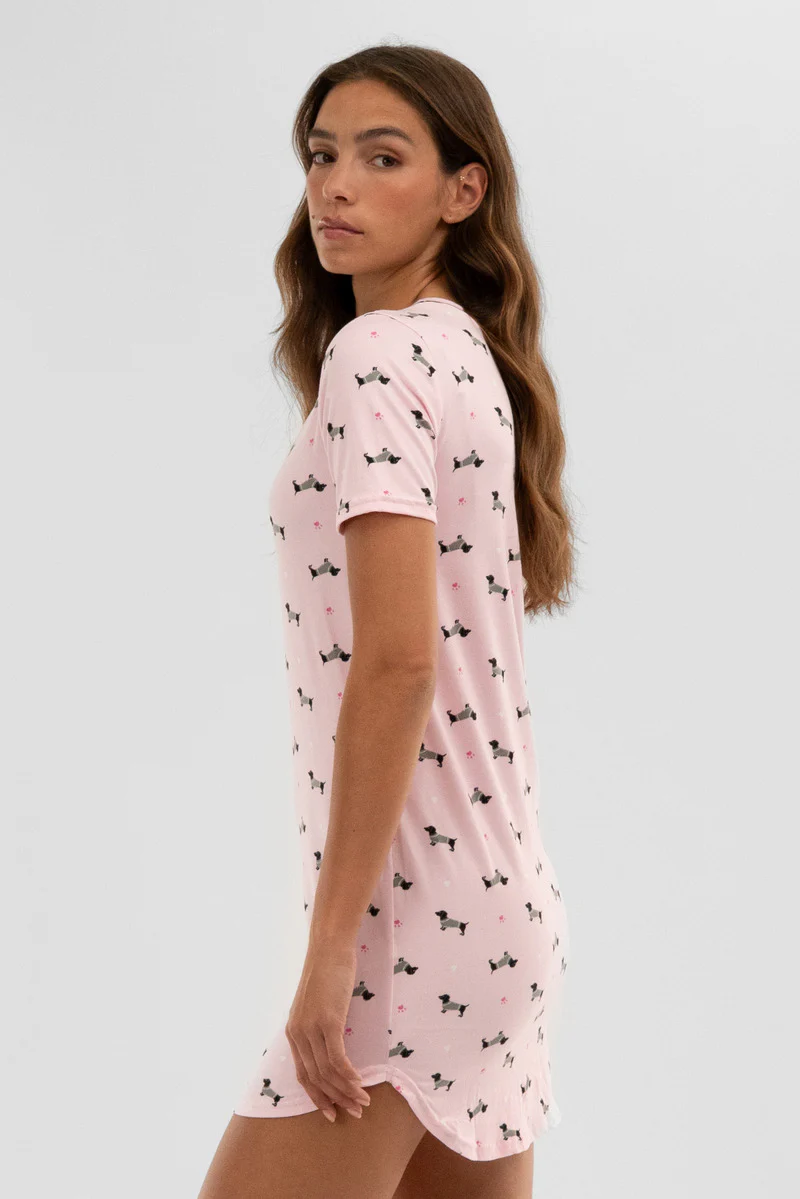 Canada Weather Gear Dog Print Tunic Pajama Top - Pink - Image 2