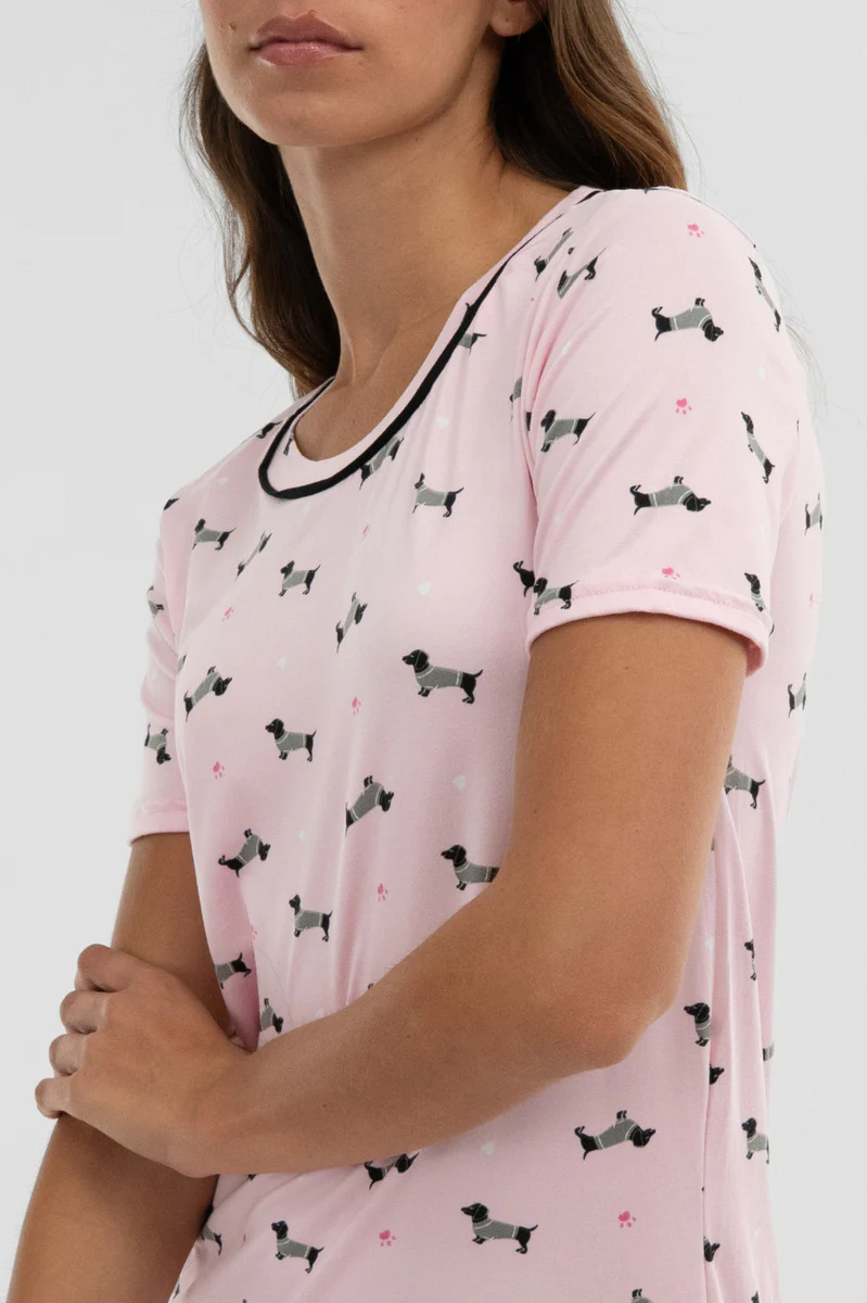 Canada Weather Gear Dog Print Tunic Pajama Top - Pink - Image 4