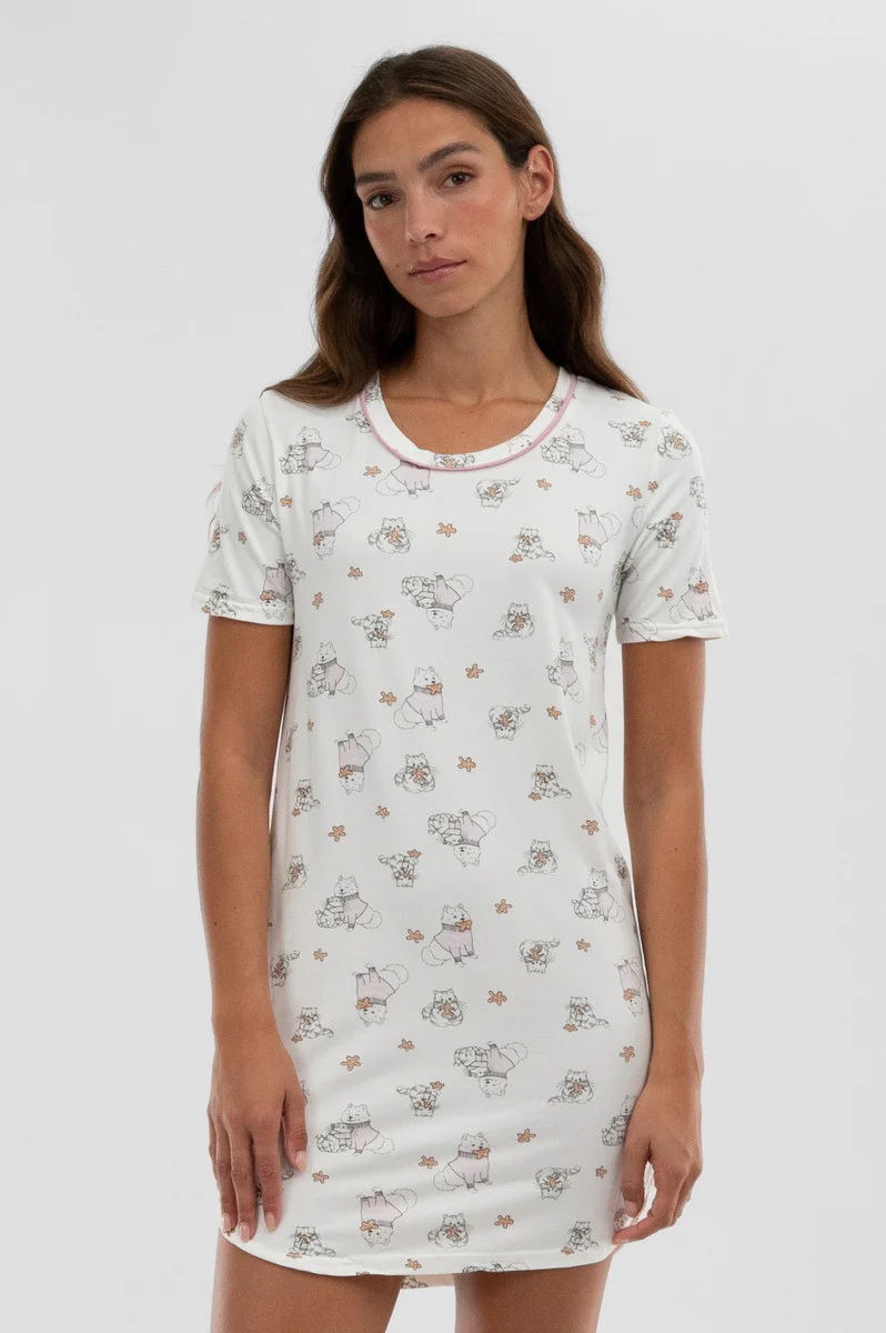 Canada Weather Gear Dog Print Tunic Pajama Top - White