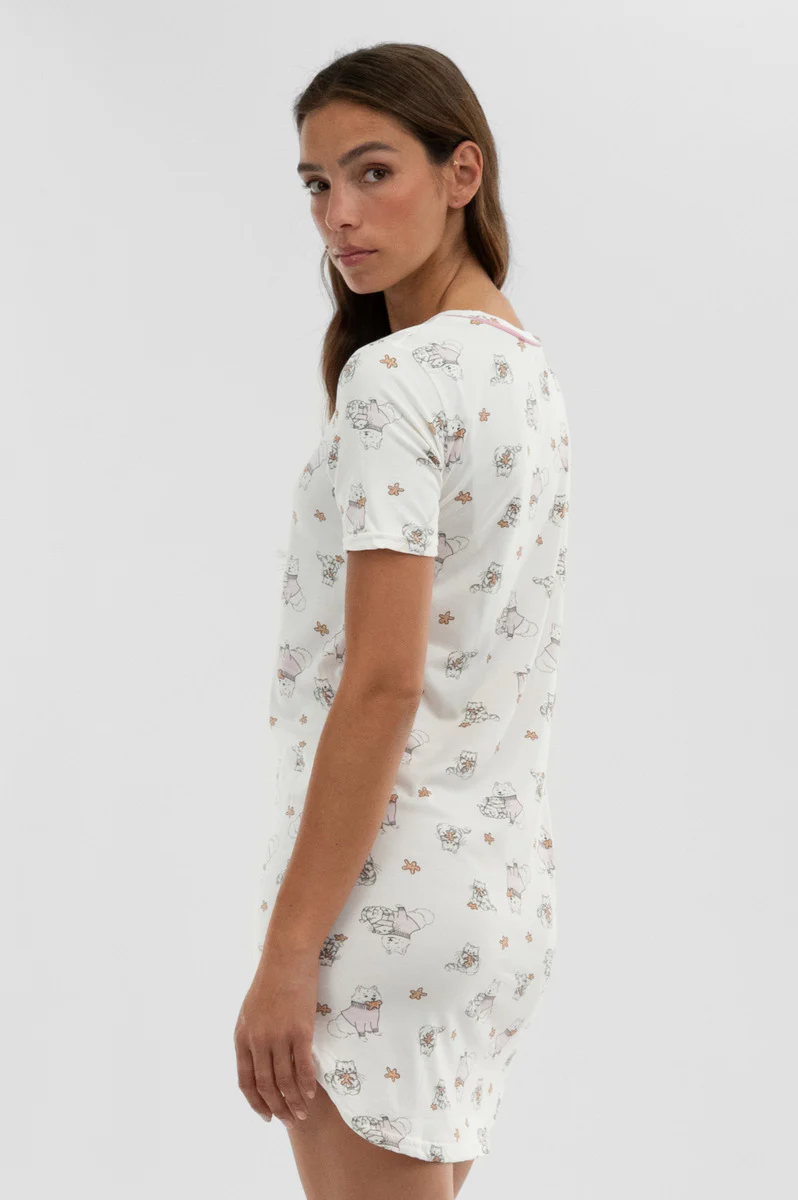 Canada Weather Gear Dog Print Tunic Pajama Top - White - Image 3