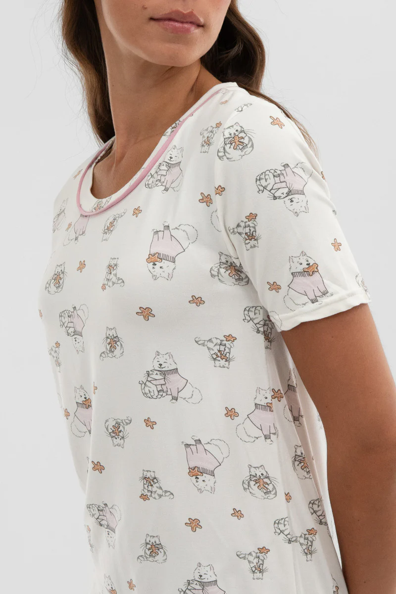 Canada Weather Gear Dog Print Tunic Pajama Top - White - Image 4