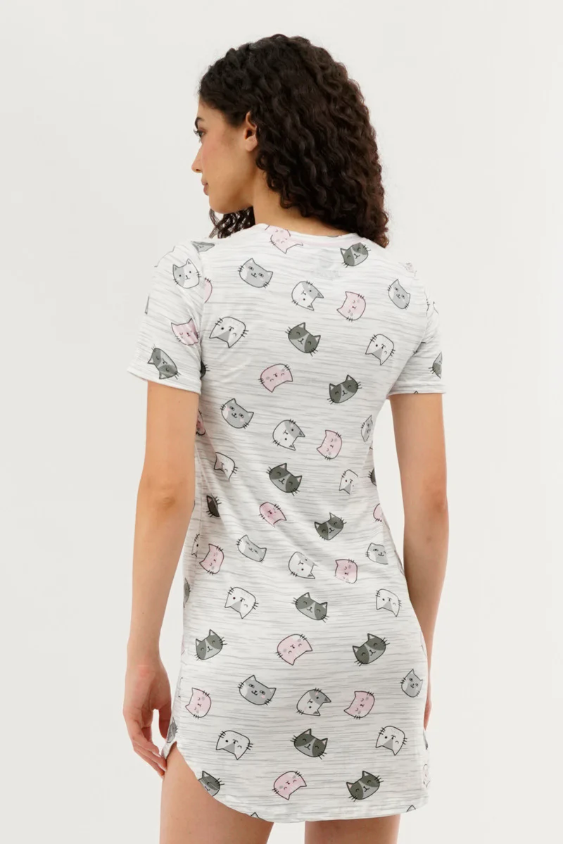 Canada Weather Gear Cat Print Tunic Pajama Top - White - Image 3
