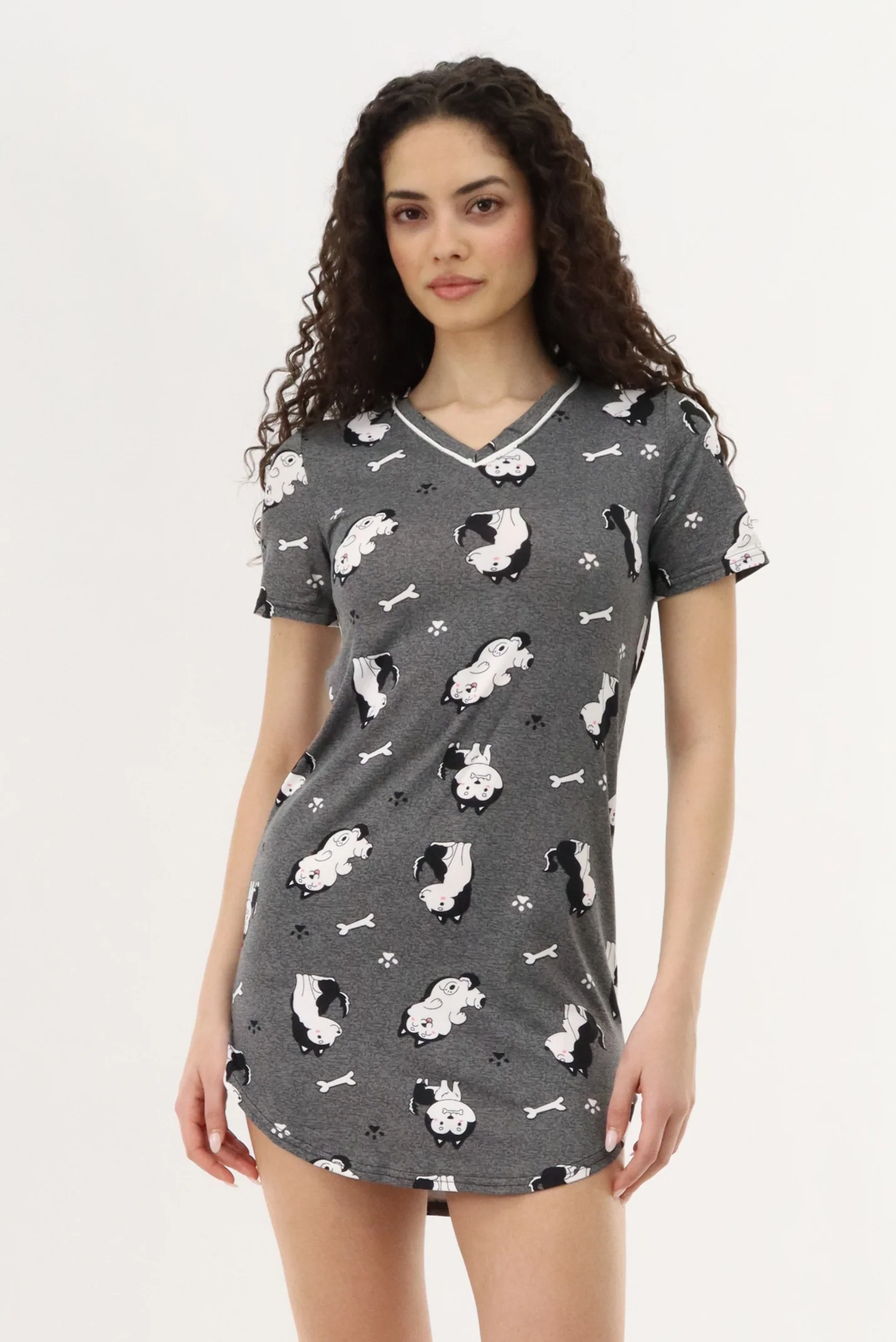 Canada Weather Gear Puppy Print Tunic Pajama Top - Grey