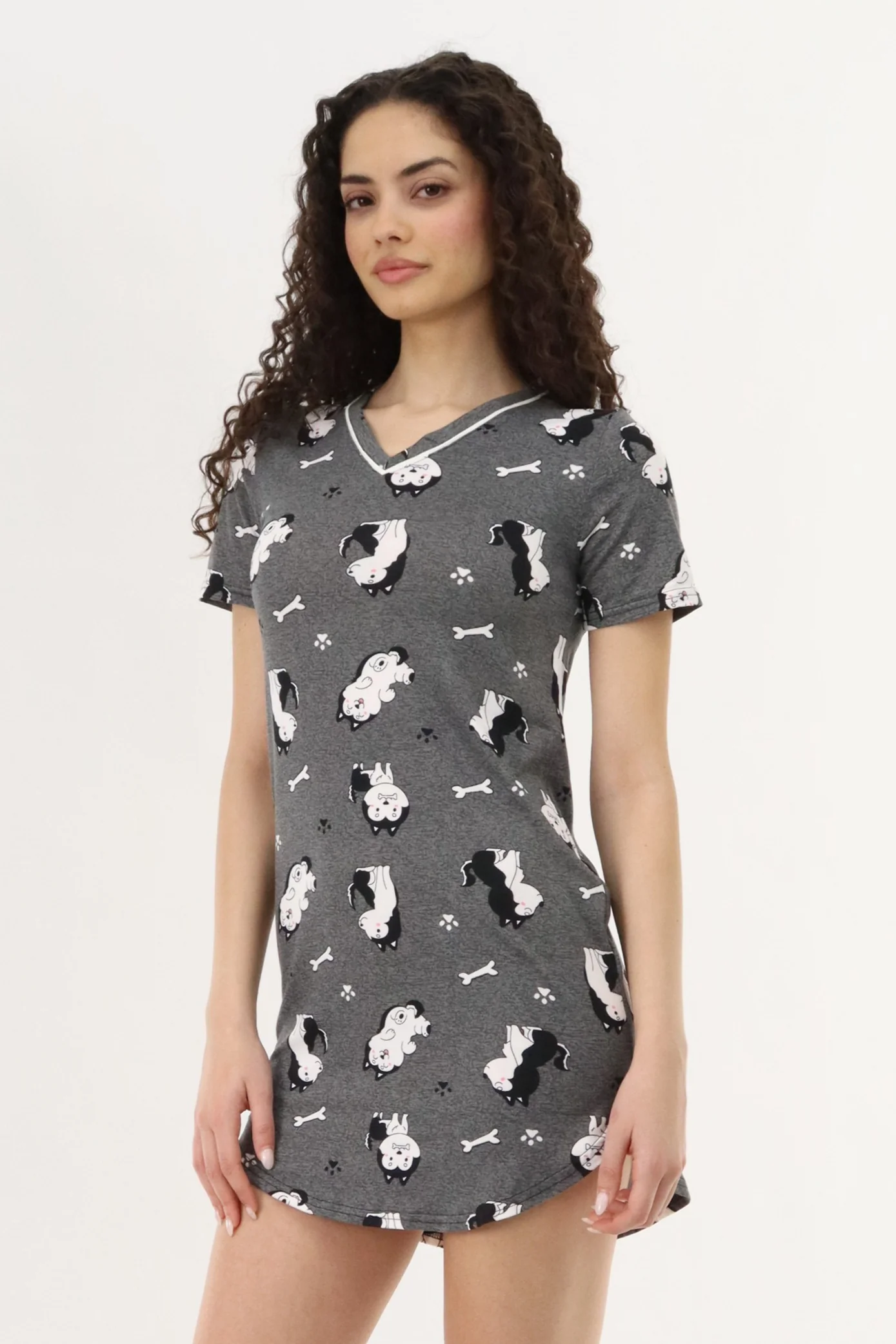 Canada Weather Gear Puppy Print Tunic Pajama Top - Grey - Image 2