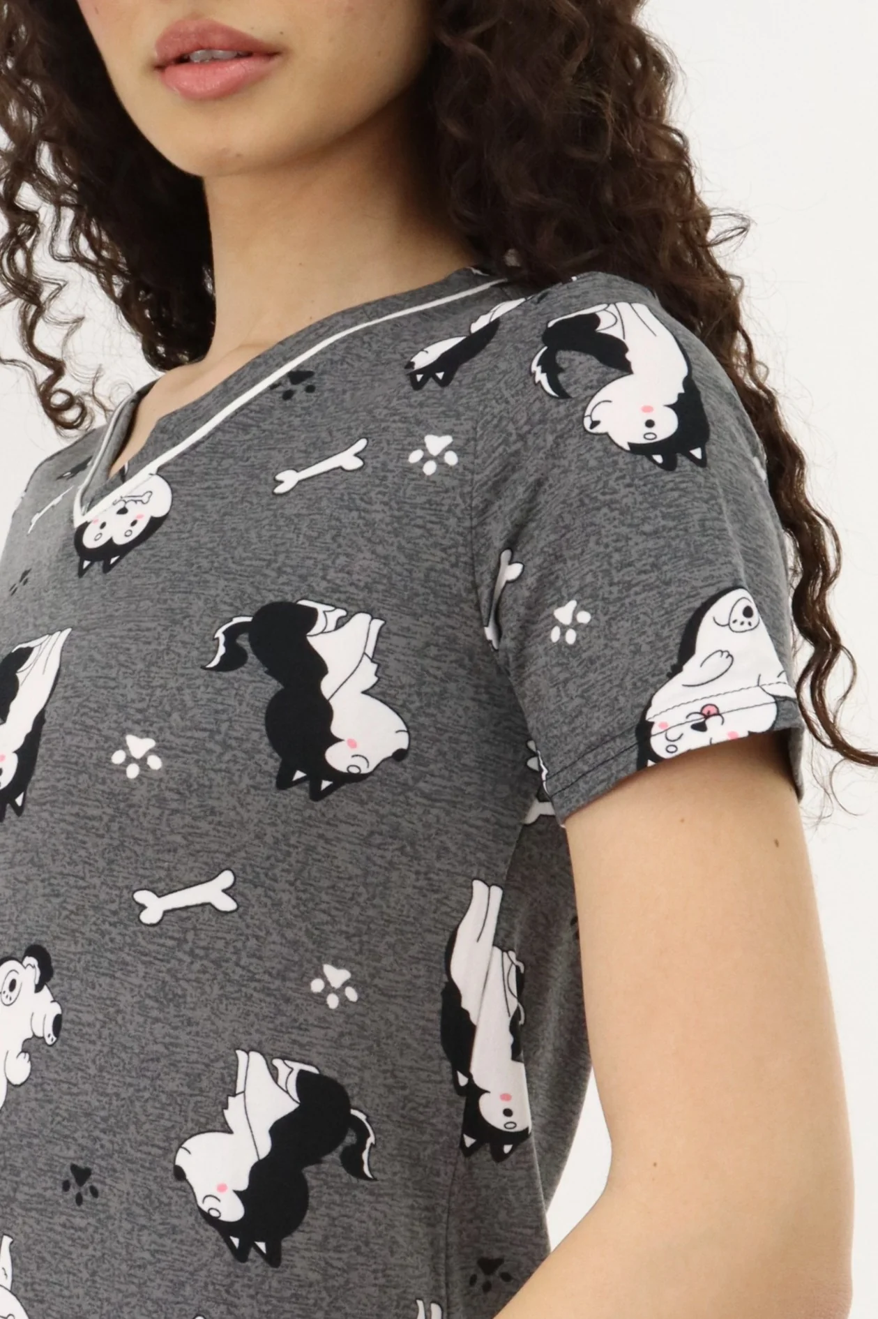 Canada Weather Gear Puppy Print Tunic Pajama Top - Grey - Image 4