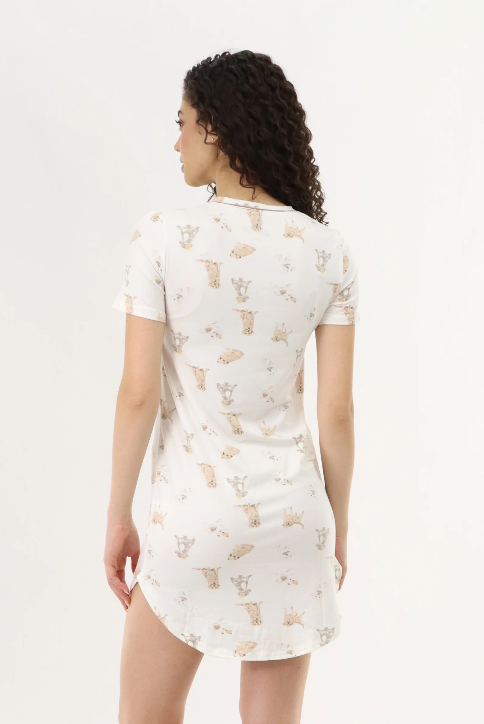 Canada Weather Gear Puppy Print Tunic Pajama Top - Cream - Image 3