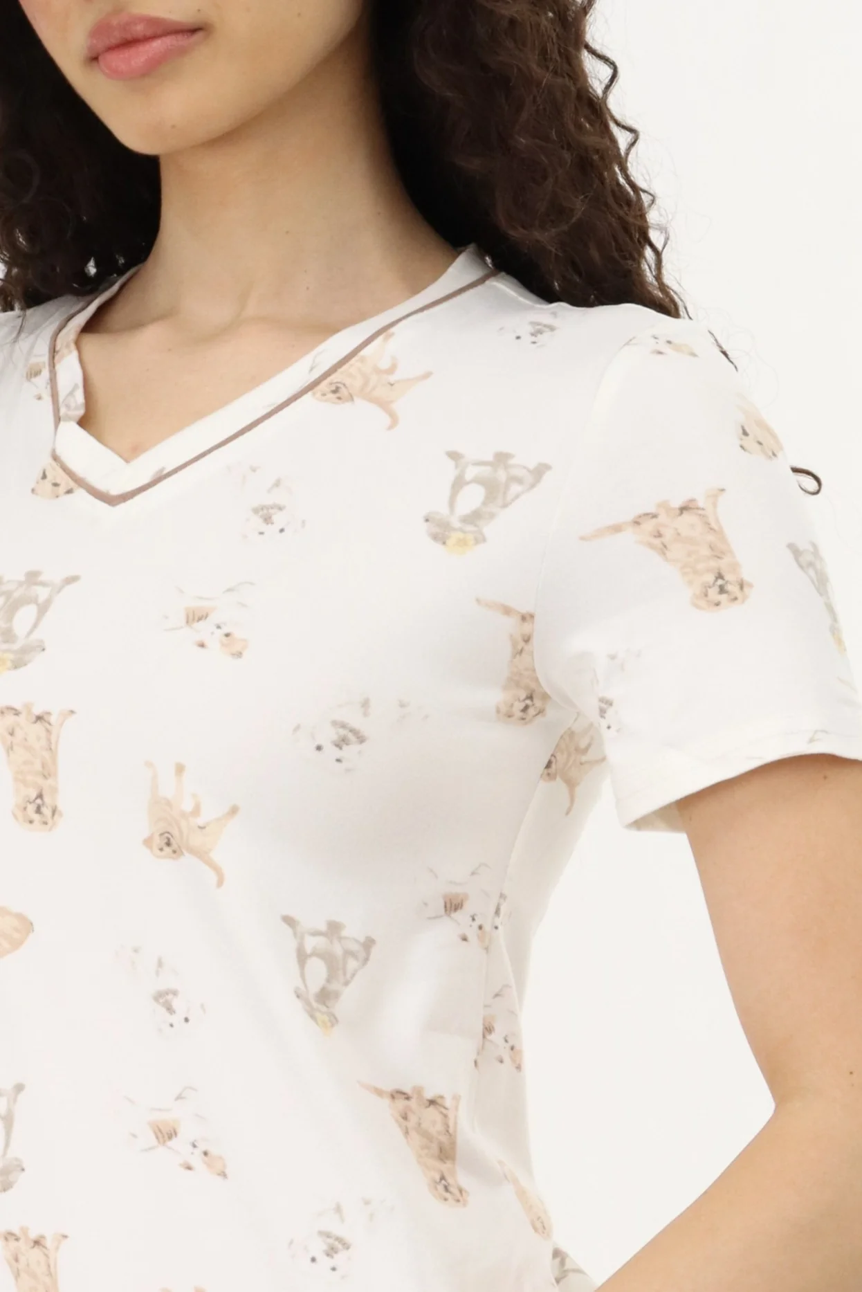 Canada Weather Gear Puppy Print Tunic Pajama Top - Cream - Image 4