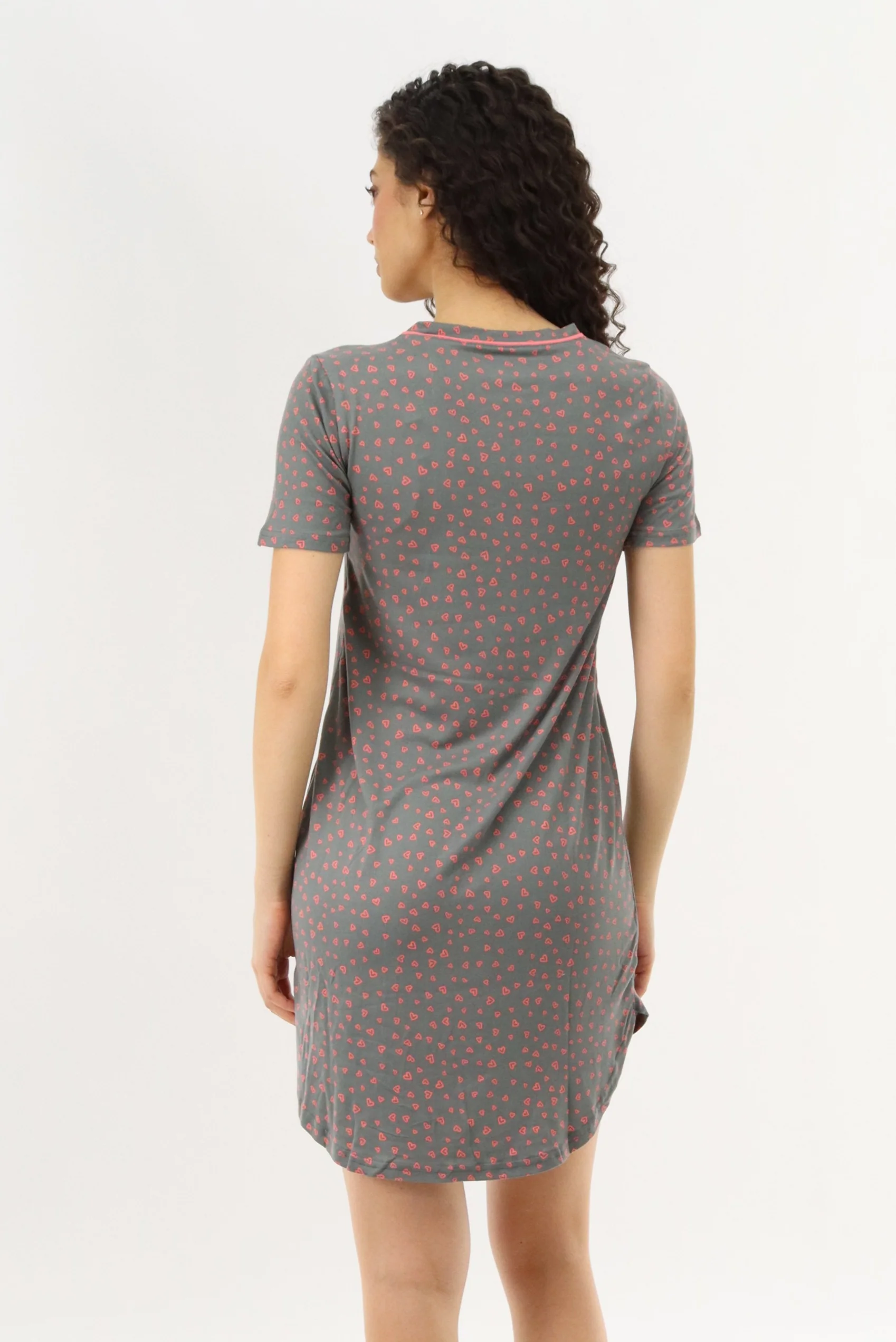 Canada Weather Gear Heart Print Tunic Pajama Top - Grey - Image 3