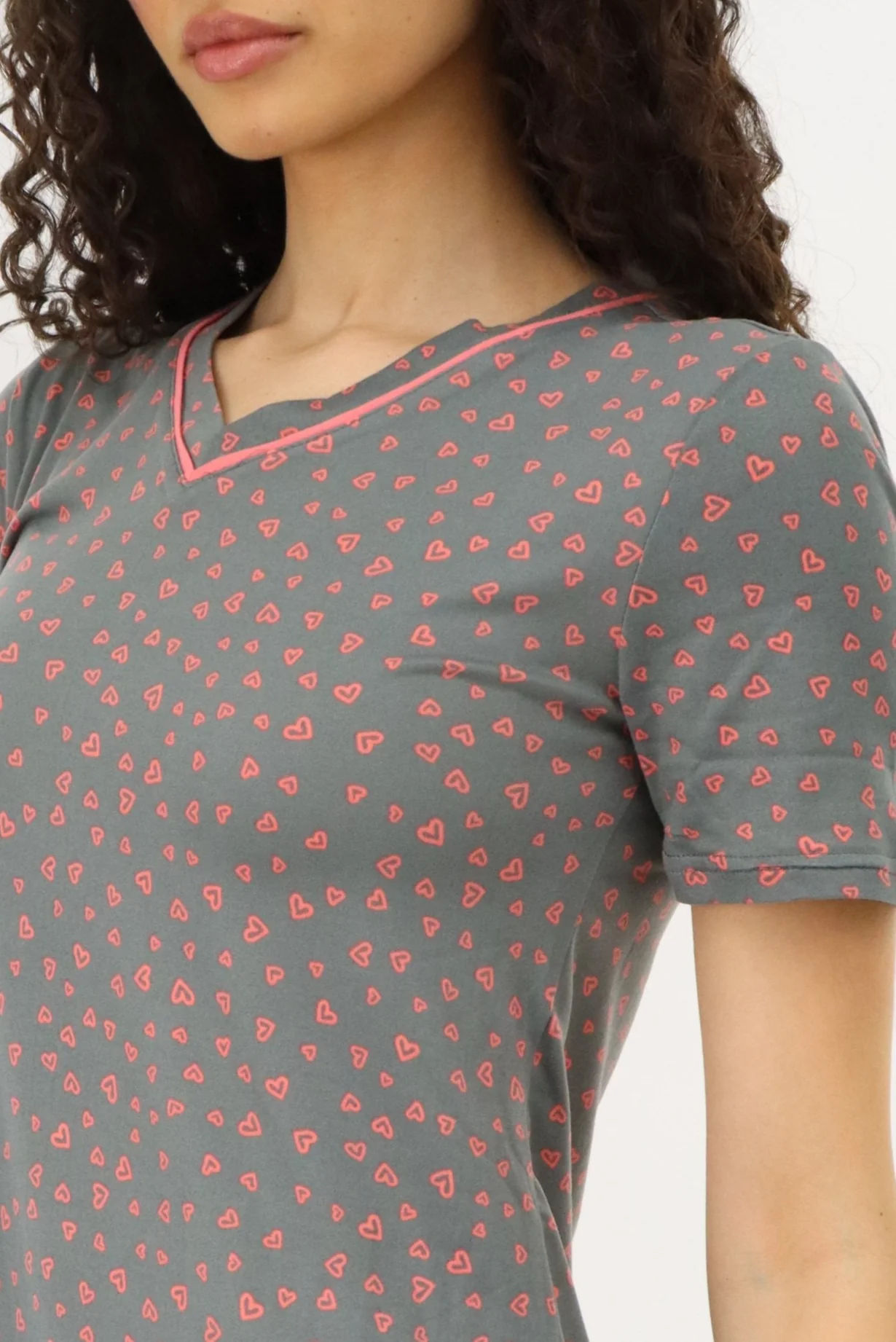 Canada Weather Gear Heart Print Tunic Pajama Top - Grey - Image 4