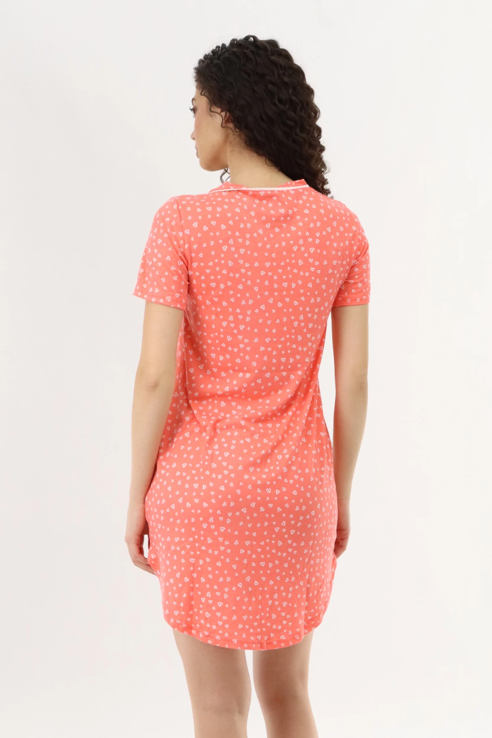 Canada Weather Gear Heart Print Tunic Pajama Top - Coral - Image 3