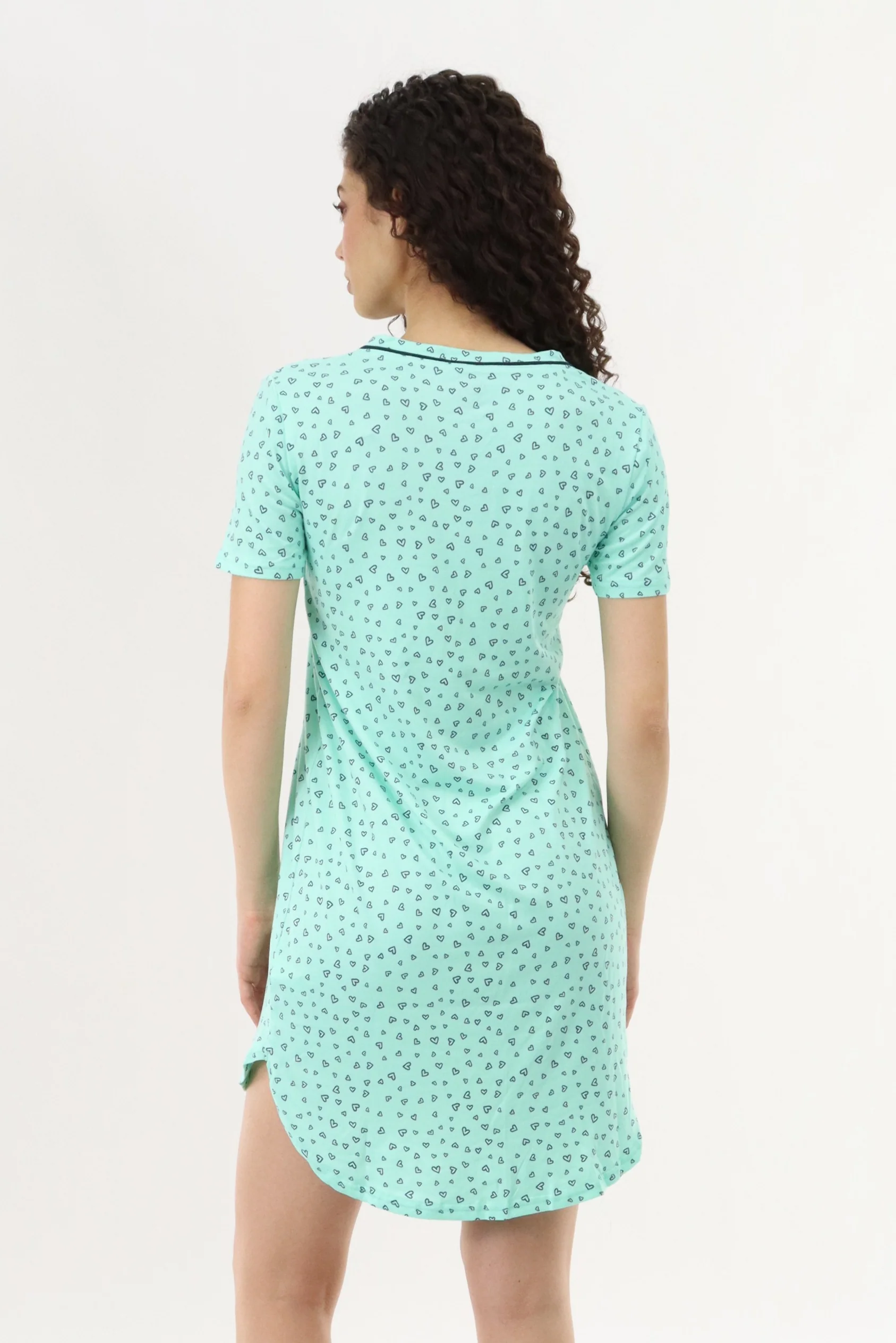Canada Weather Gear Heart Print Tunic Pajama Top - Mint - Image 3