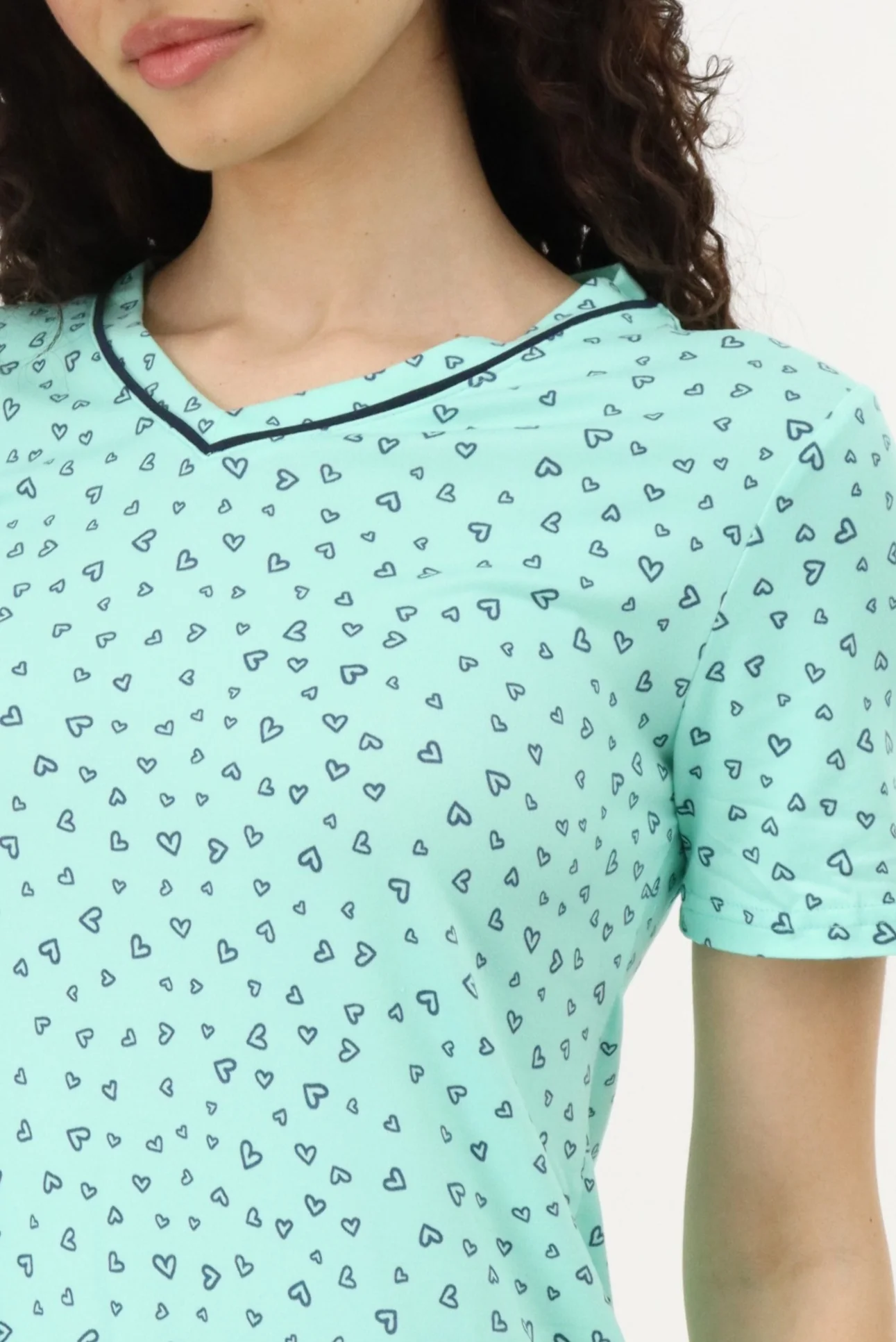 Canada Weather Gear Heart Print Tunic Pajama Top - Mint - Image 4